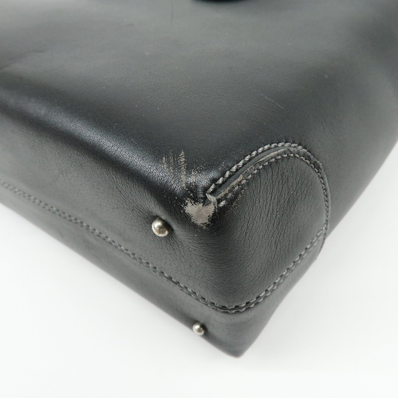 TOD'S Leather Stitch 2Way Bag Tote Bag Hand Bag Black