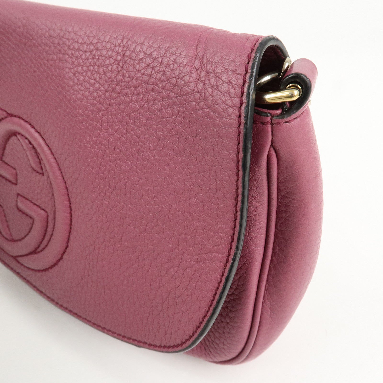 GUCCI SOHO Leather Chain Shoulder Bag Purse Purple 336752