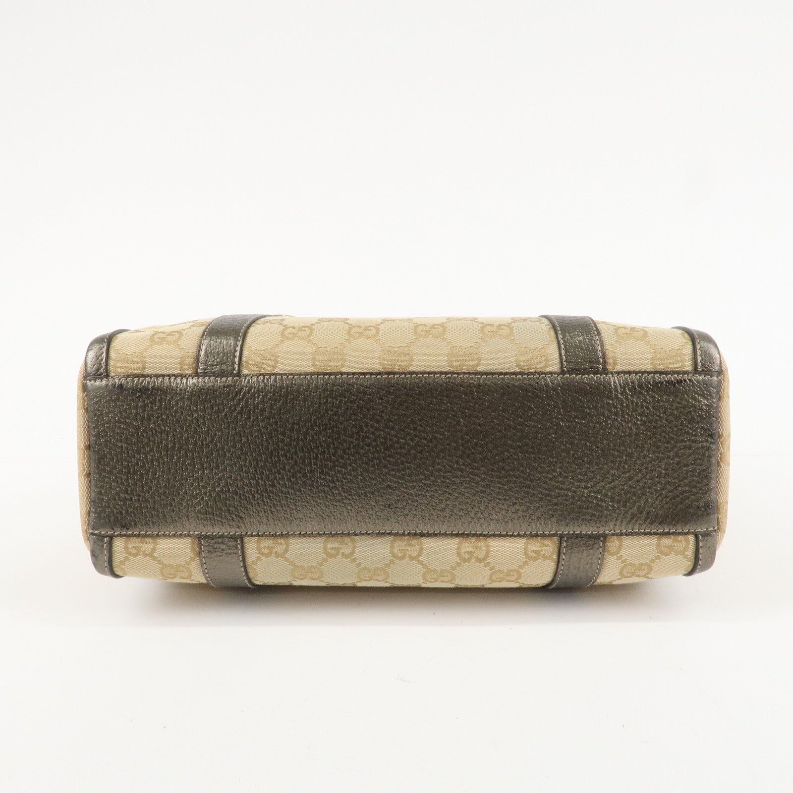 GUCCI Abbey GG Canvas Leather Mini Boston Bag Beige Silver 130942 Used