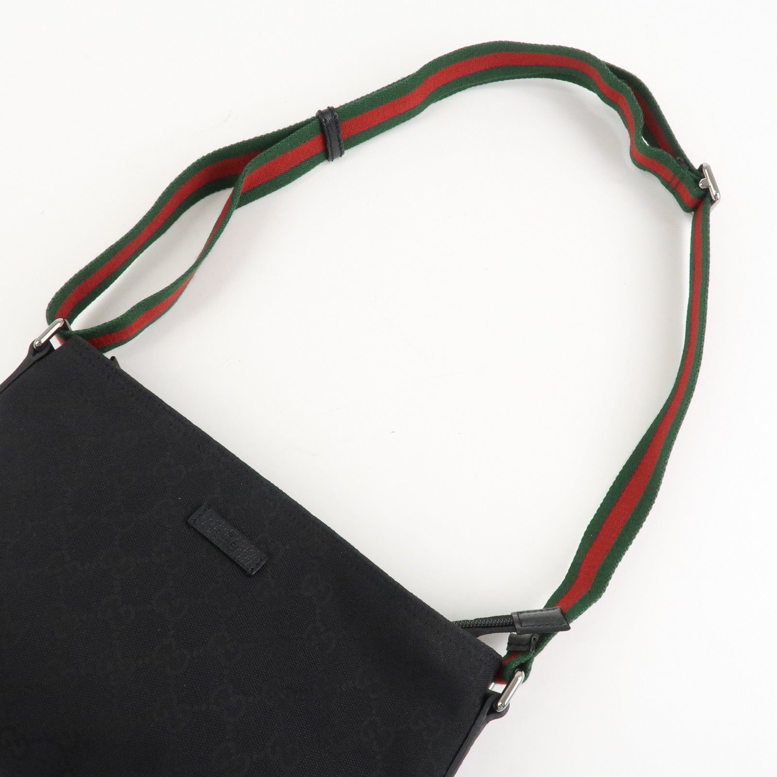 GUCCI Sherry GG Canvas Leather Shoulder Bag Black 189749 Used