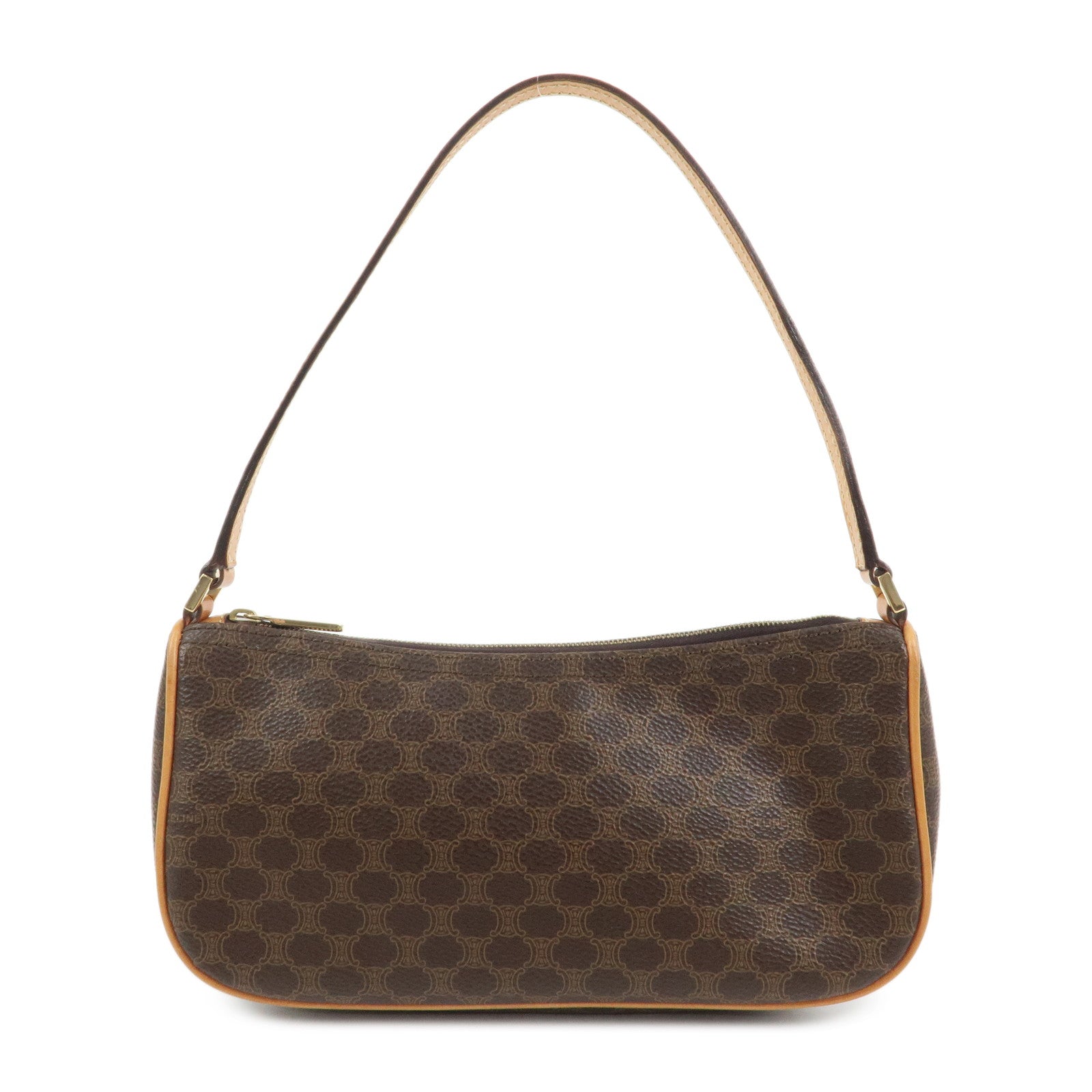 CELINE Macadam Logo PVC Leather Shoulder Bag Hand Bag Brown