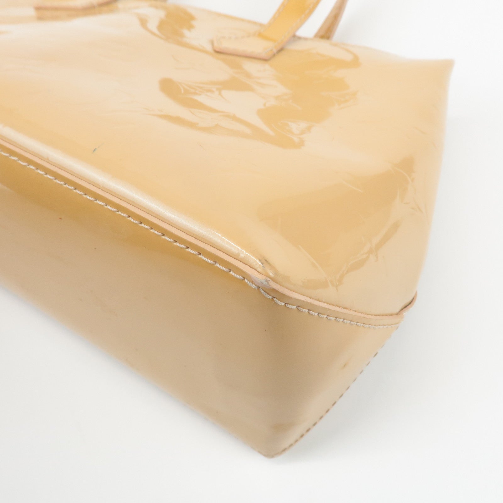 Louis Vuitton Monogram Vernis Wilshire PM Hand Bag Blanc Corail M91642 Used