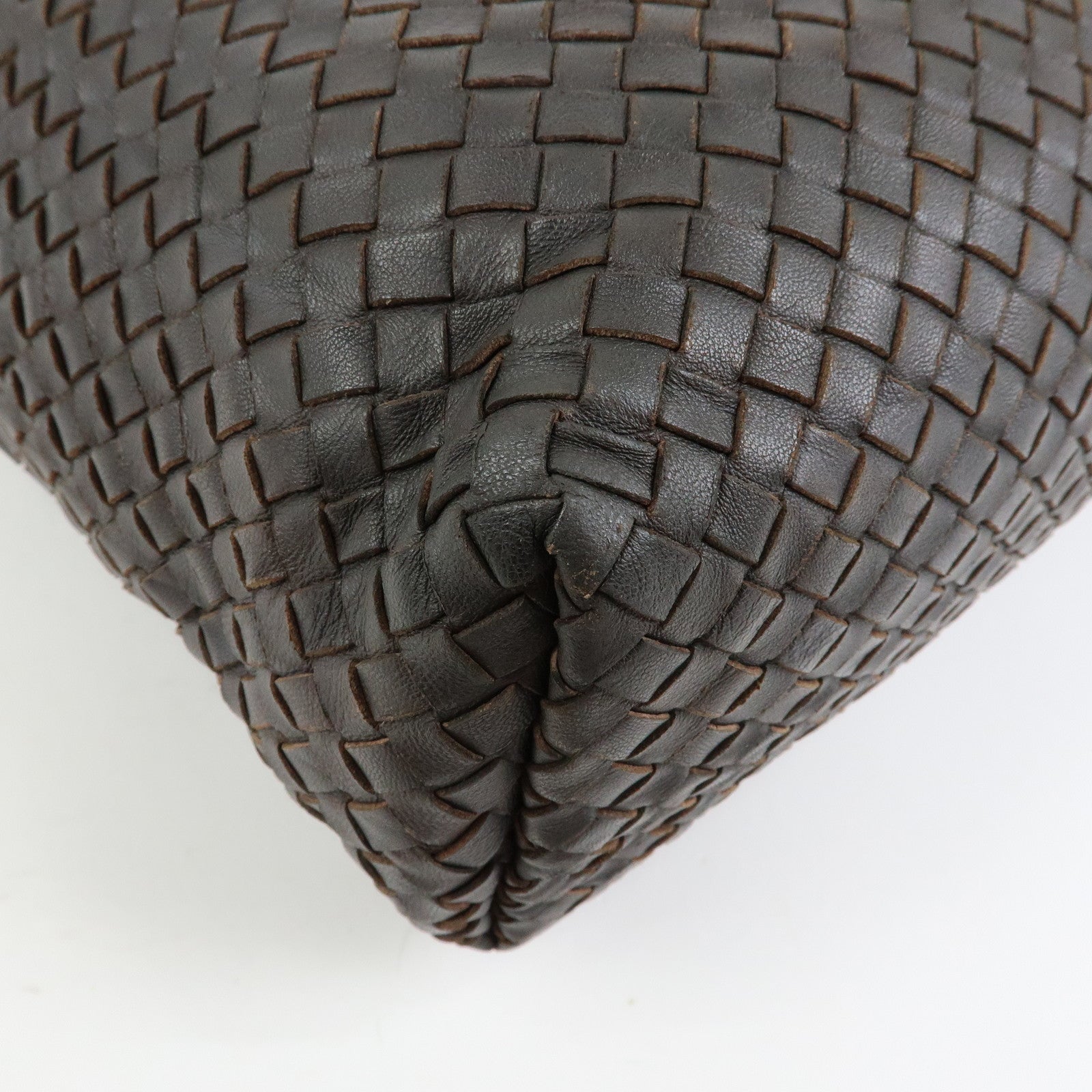 BOTTEGA VENETA Intrecciato Leather Shoulder Bag Dark Brown 181347