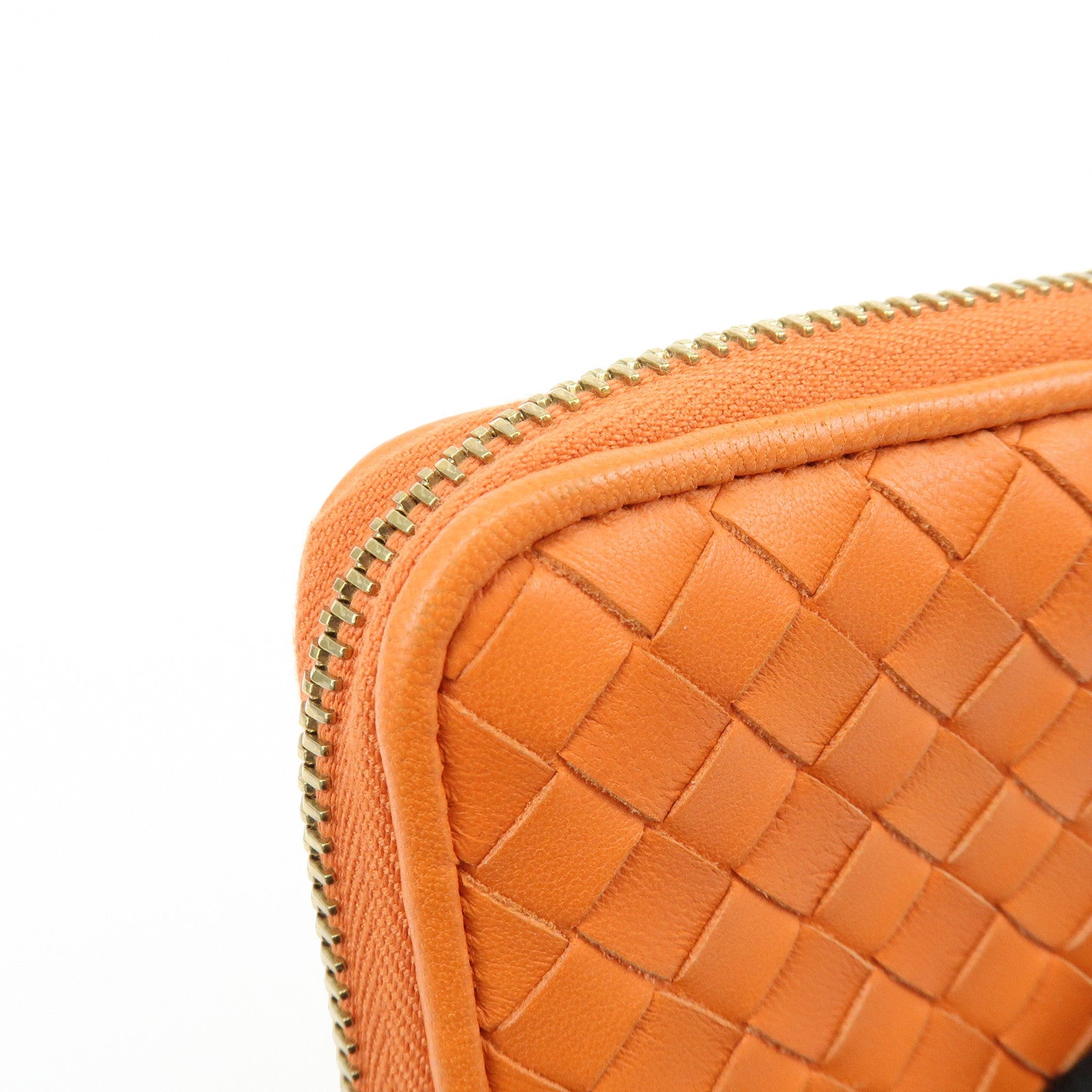 BOTTEGA VENETA Intrecciato Lamb Skin Coin Case Orange 114075