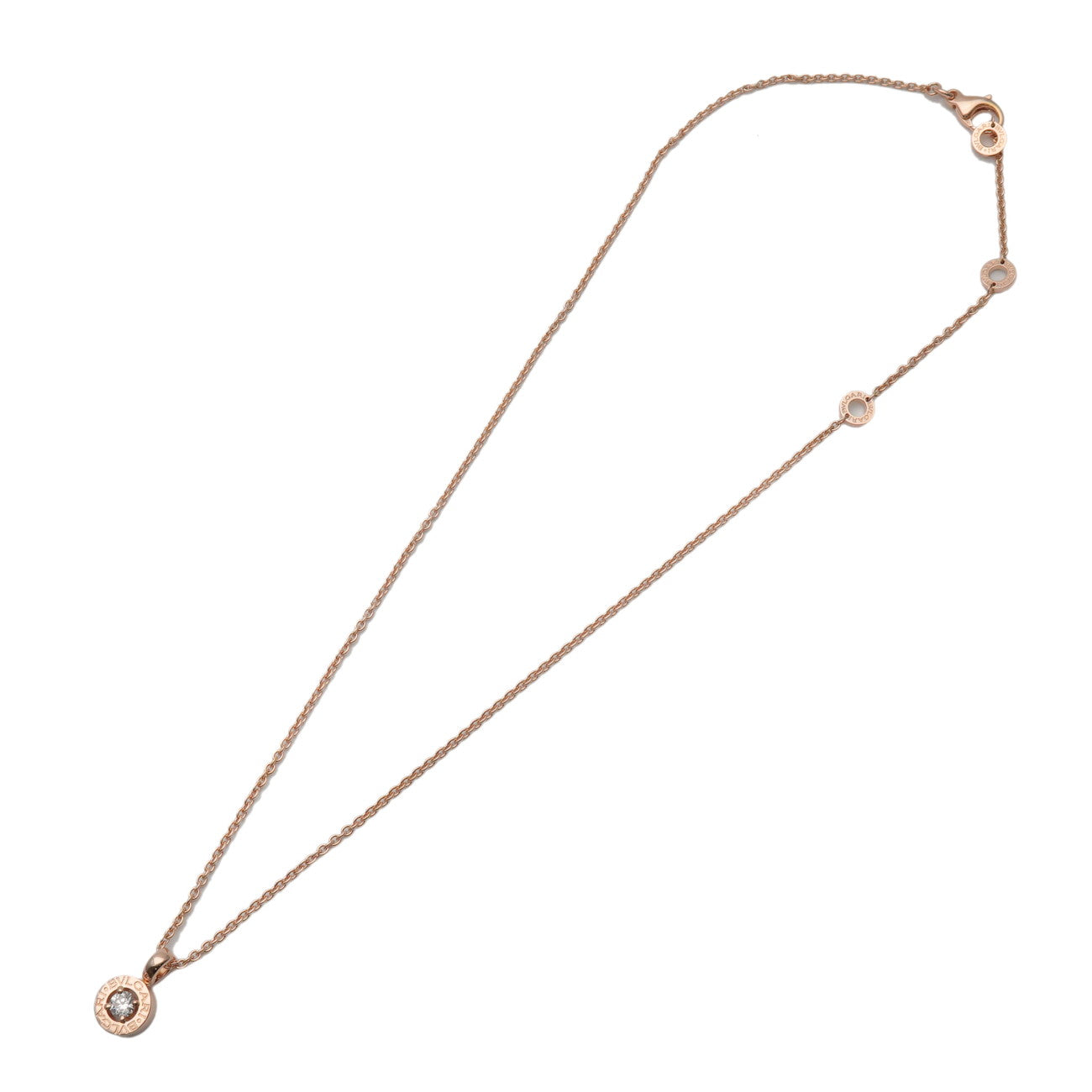 BVLGARI BVLGARI 1P Diamond Necklace K18 750PG Rose Gold