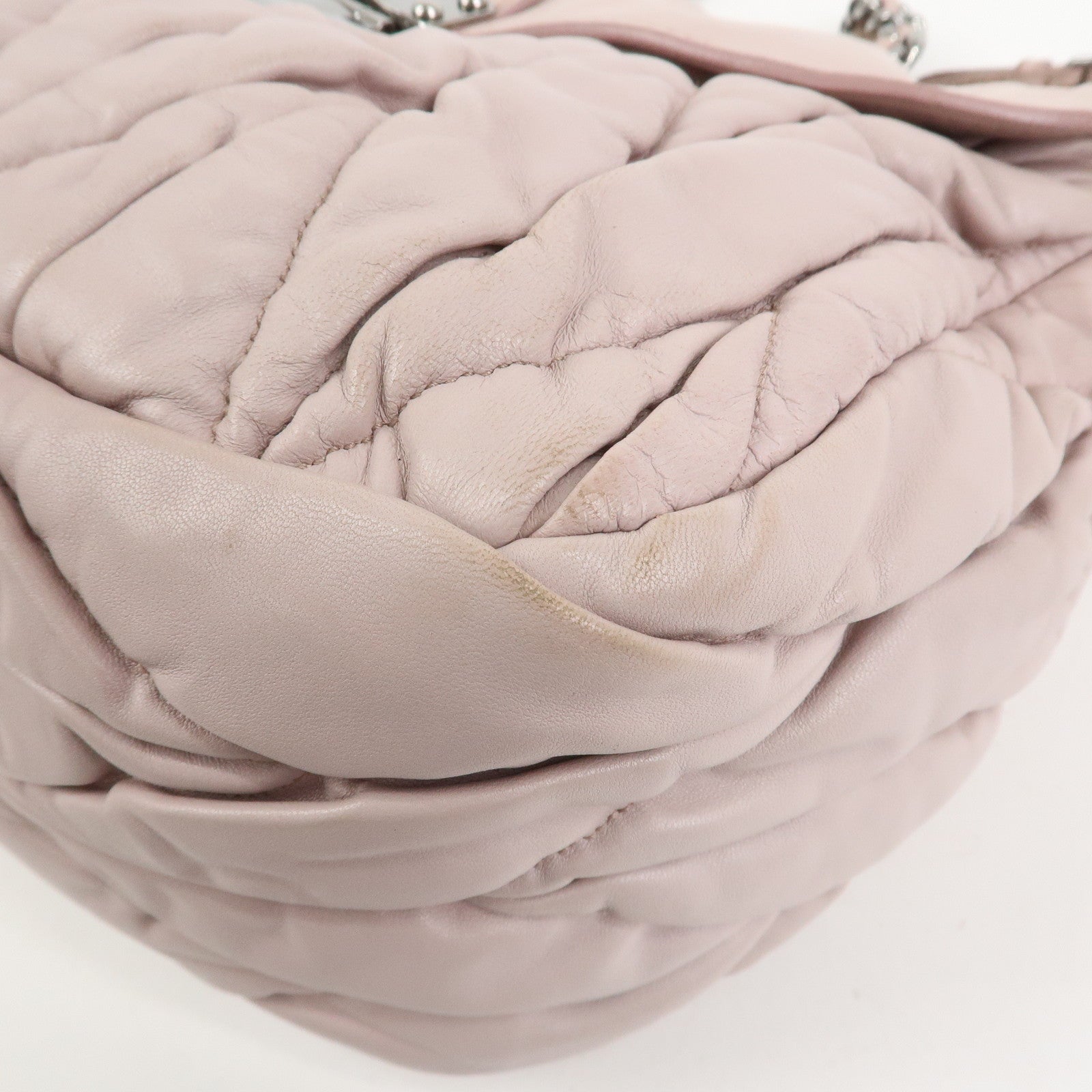 MIU MIU Matelasse Nappa Leather Tote Bag Shoulder Bag Light Pink