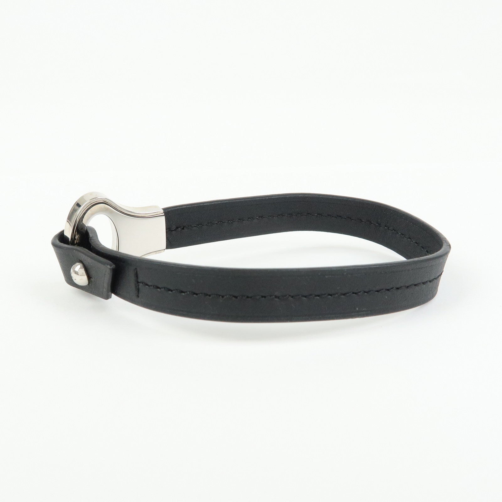 Louis Vuitton Bracelet Archive Leather Metal Bracelet Black M6290