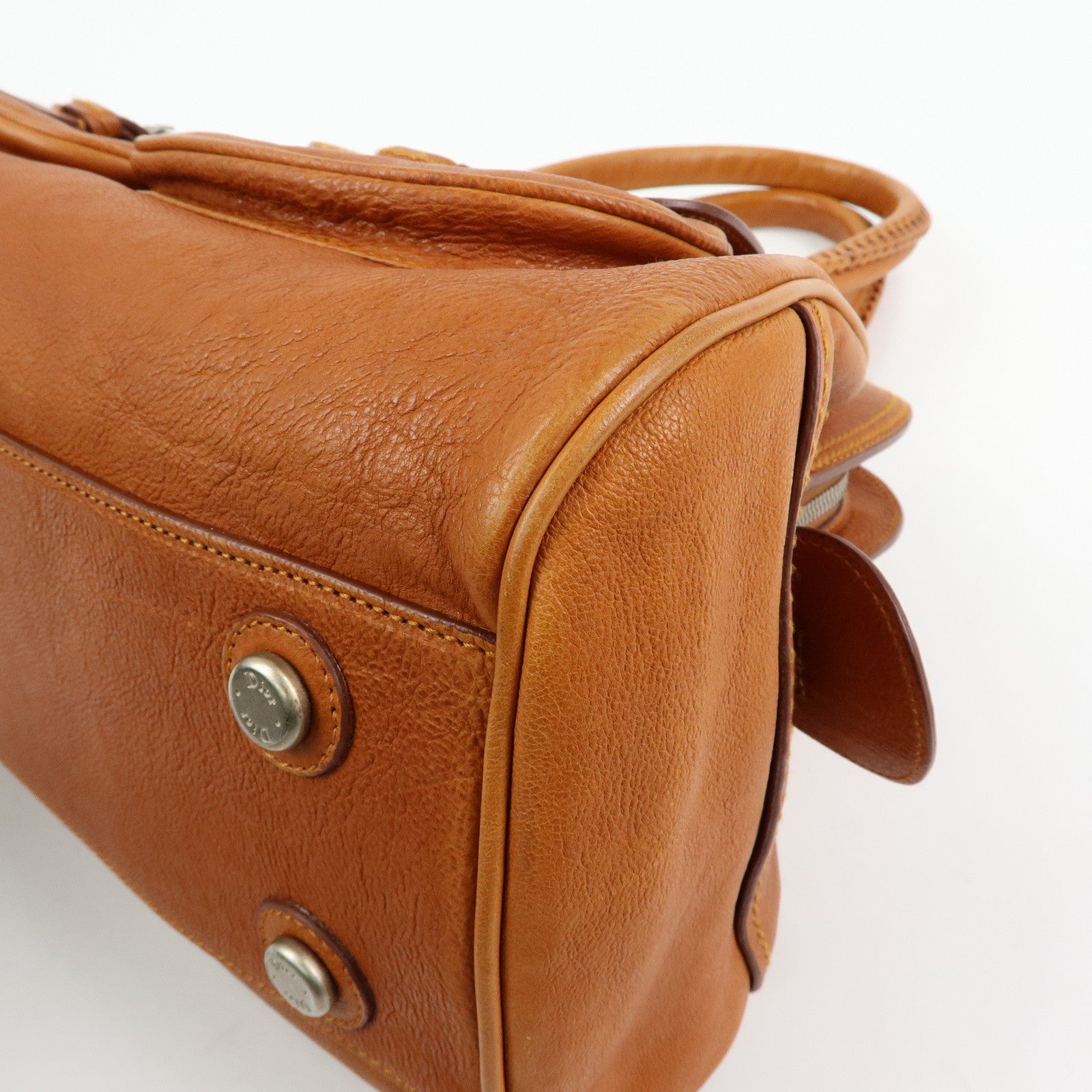 Christian Dior Leather Hand Bag Boston Bag Doctor's Bag Brown