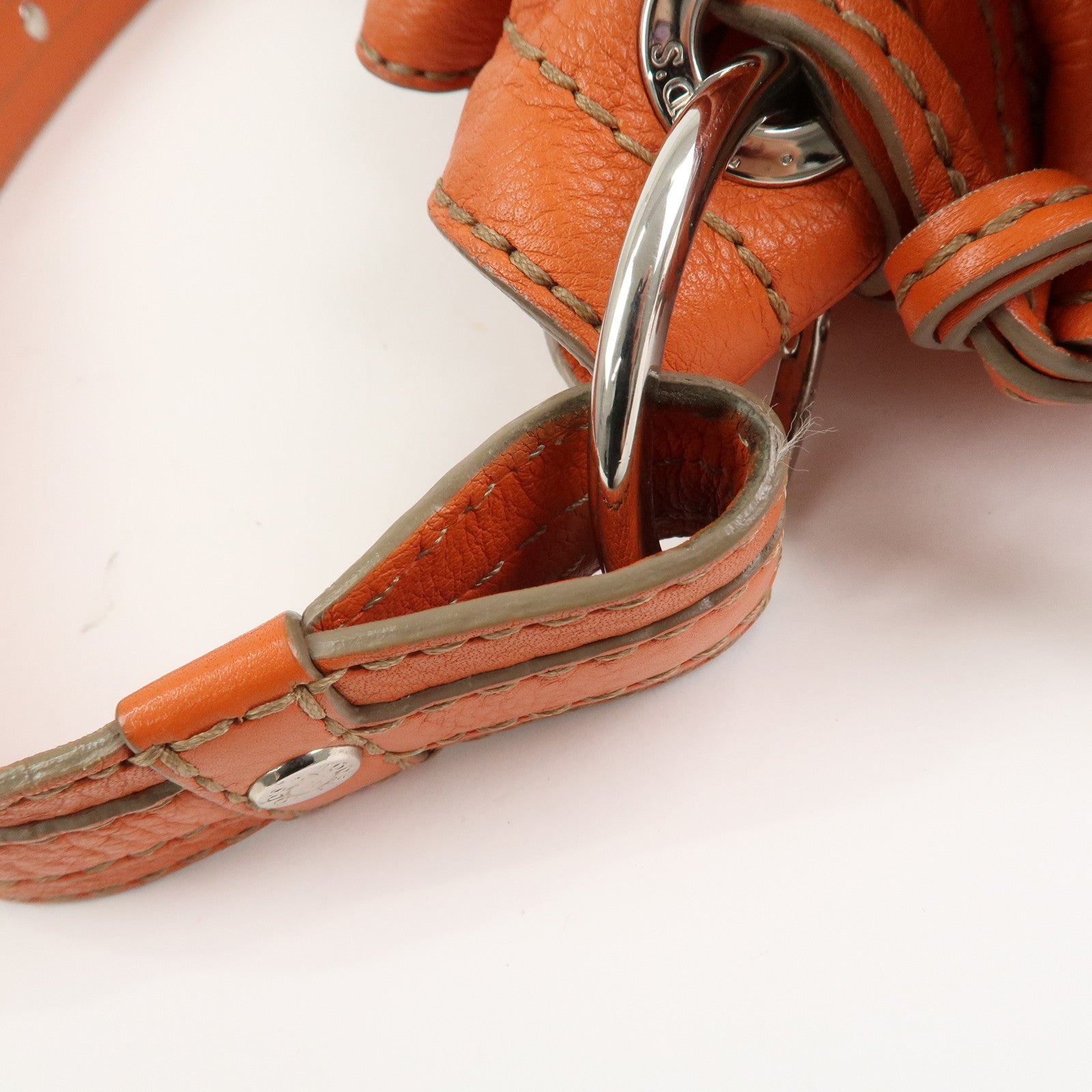 TOD’S Leather Shoulder Bag Hand Bag Orange
