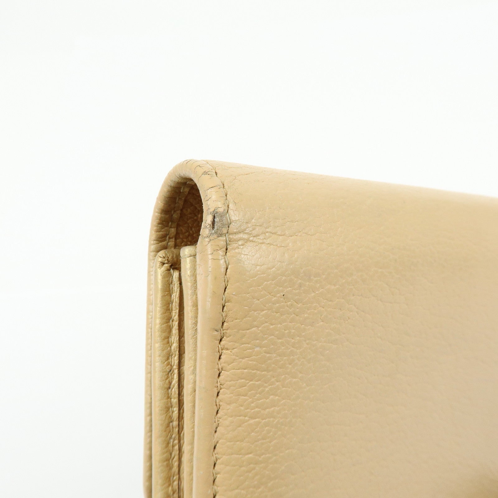 Chanel Camellia Calf Leather Long Flap Wallet Beige
