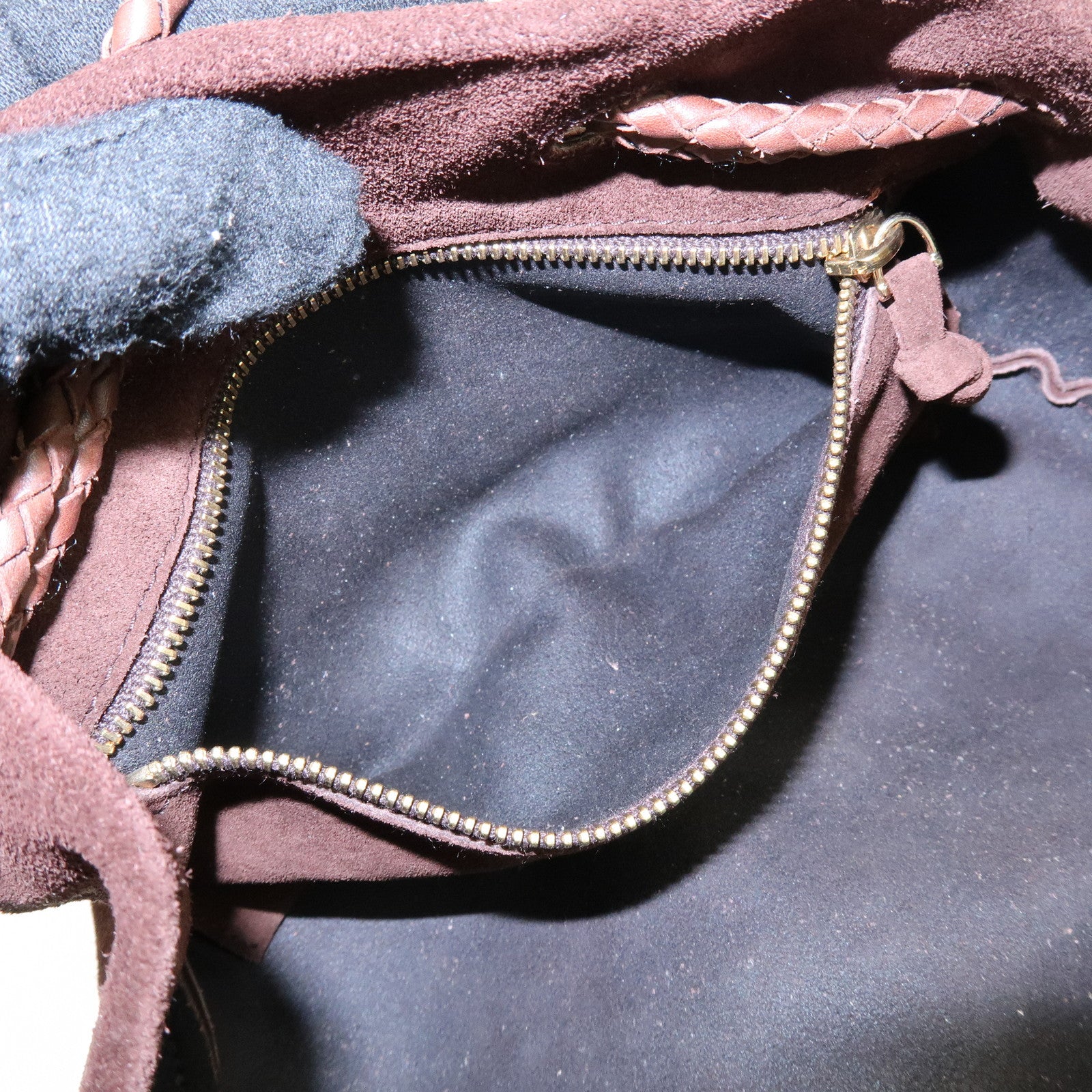 BOTTEGA VENETA Suede Leather Drawstring Shoulder Bag Brown