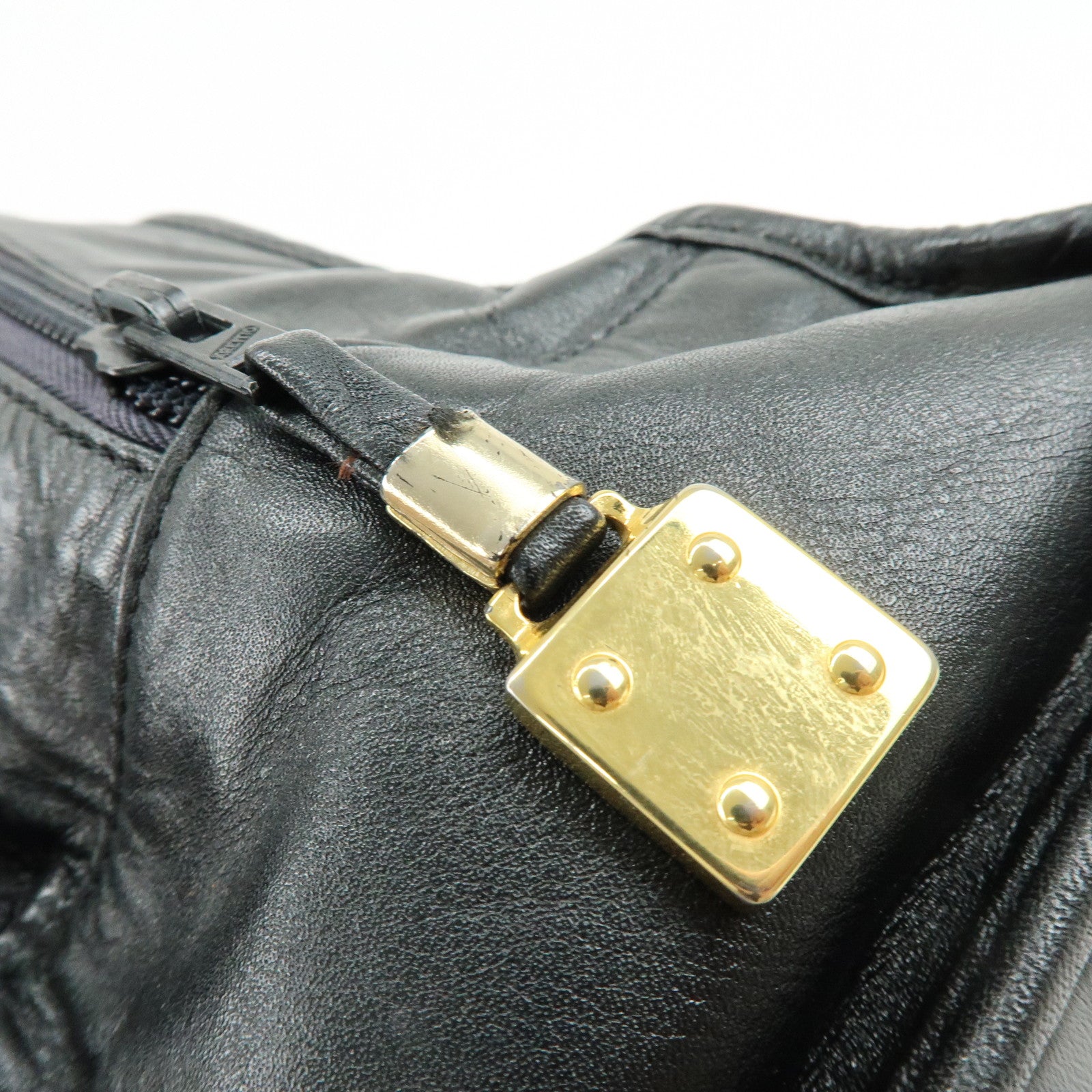 LOEWE Anagram Amazona36 Leather Hand Bag Boston Bag Black