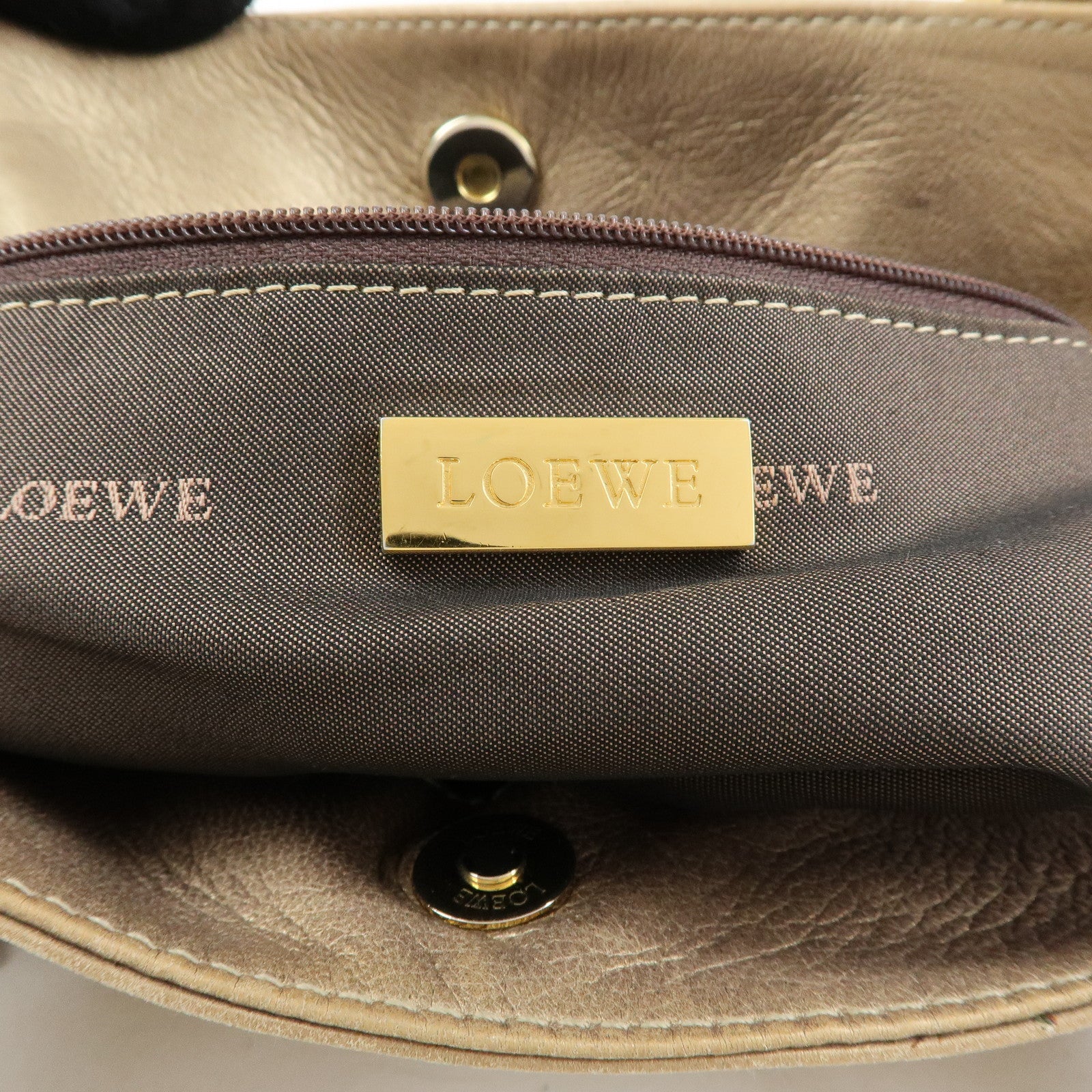 LOEWE Anagram Nappa Leather Tote Bag Hand Bag Gold