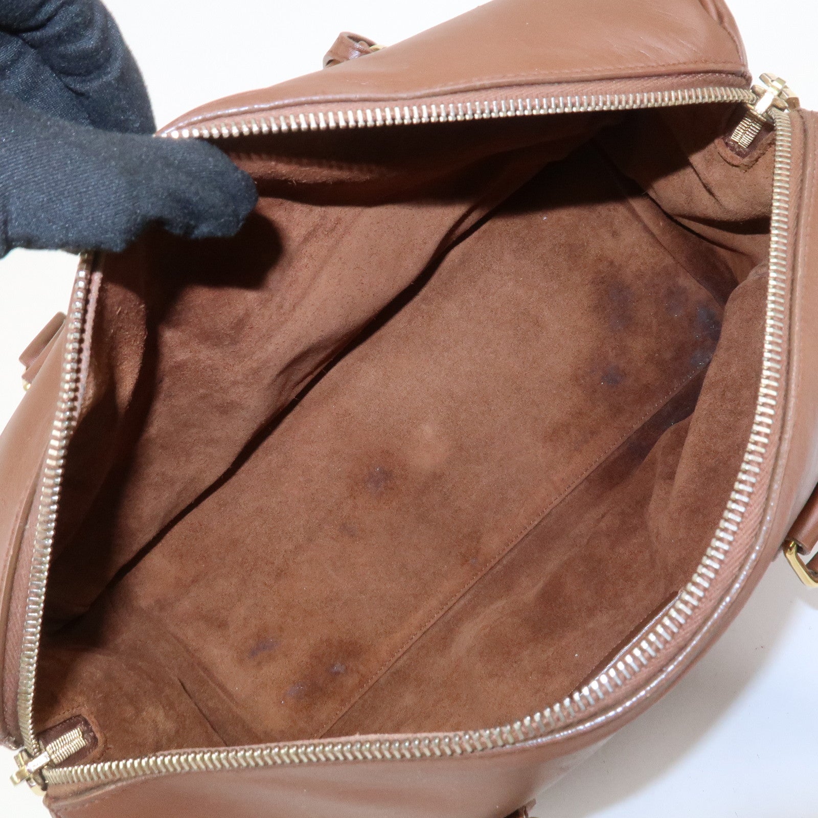 SAINT LAURENT PARIS Leather Duffle 6 2Way Bag Hand Bag Brown 322049