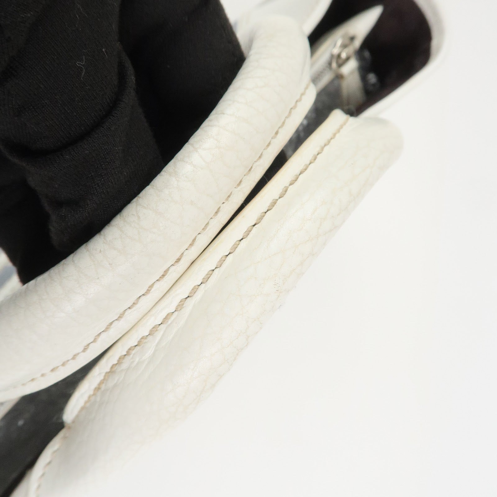 CELINE Macadam Canvas Leather Boogie Bag Hand Bag Light Blue White