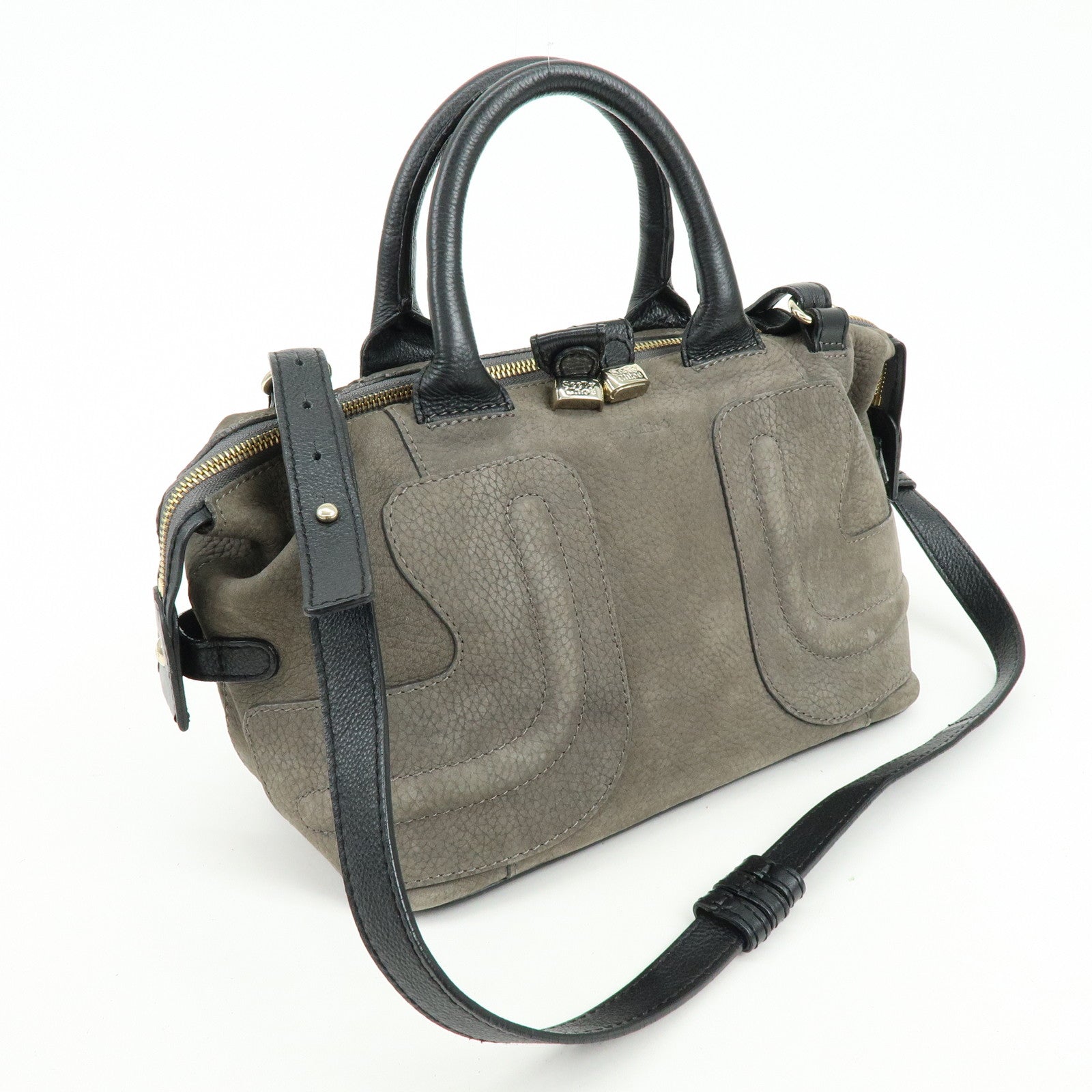 Chloe See By Chloe Suede Leather 2Way Shoulder Bag Hand Bag Gray