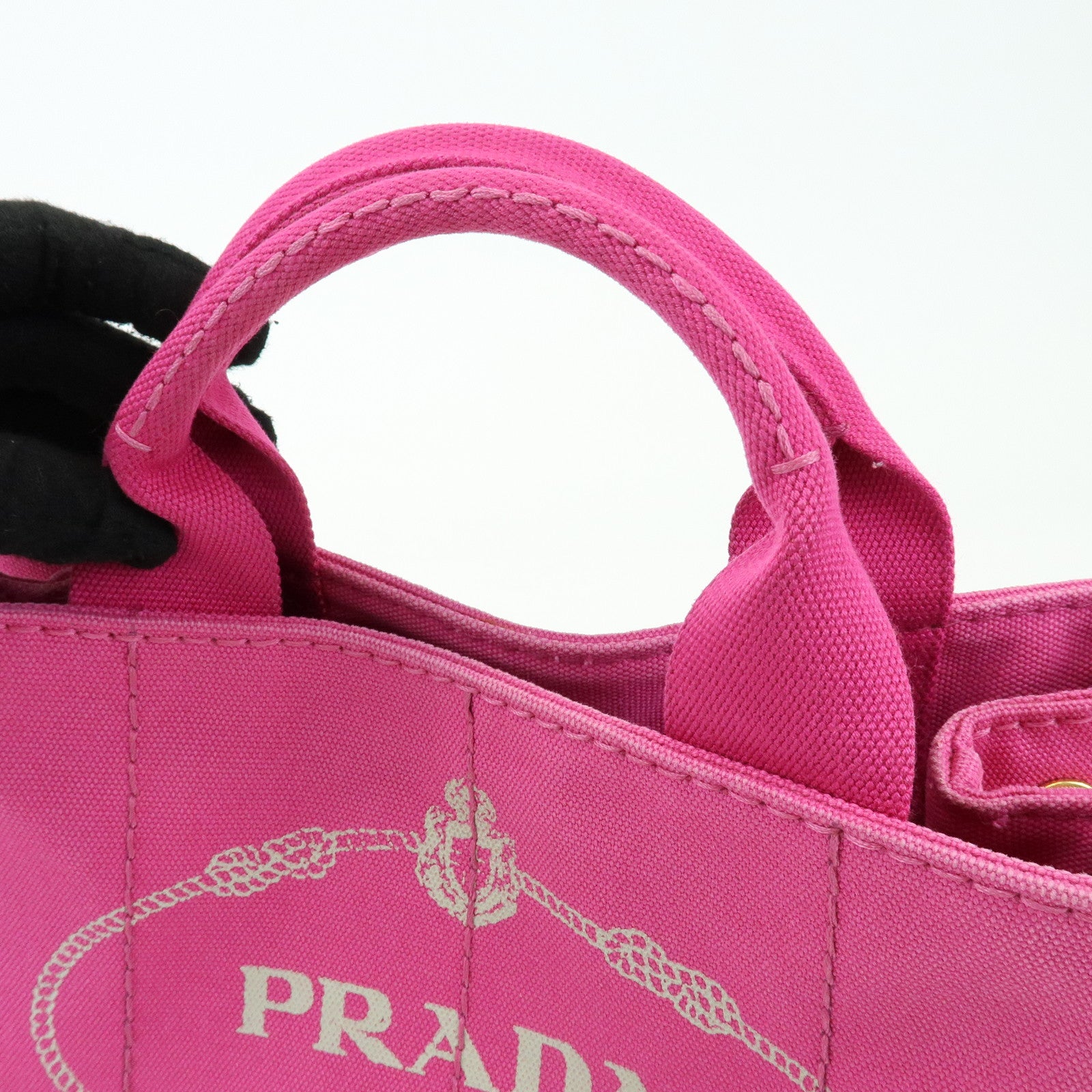 PRADA Triangle Logo Canapa Mini Canvas Tote Hand Bag Pink BN2439