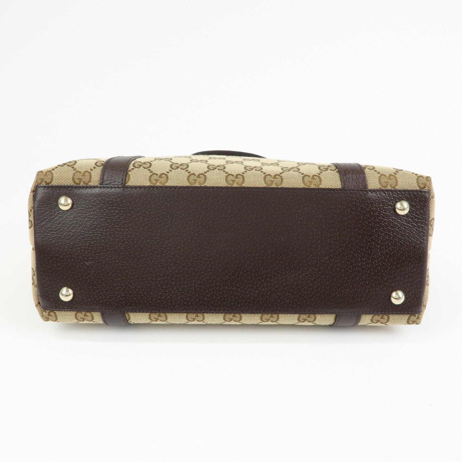 GUCCI Abbey GG Canvas Leather Tote Bag Hand Bag Beige Brown 141470