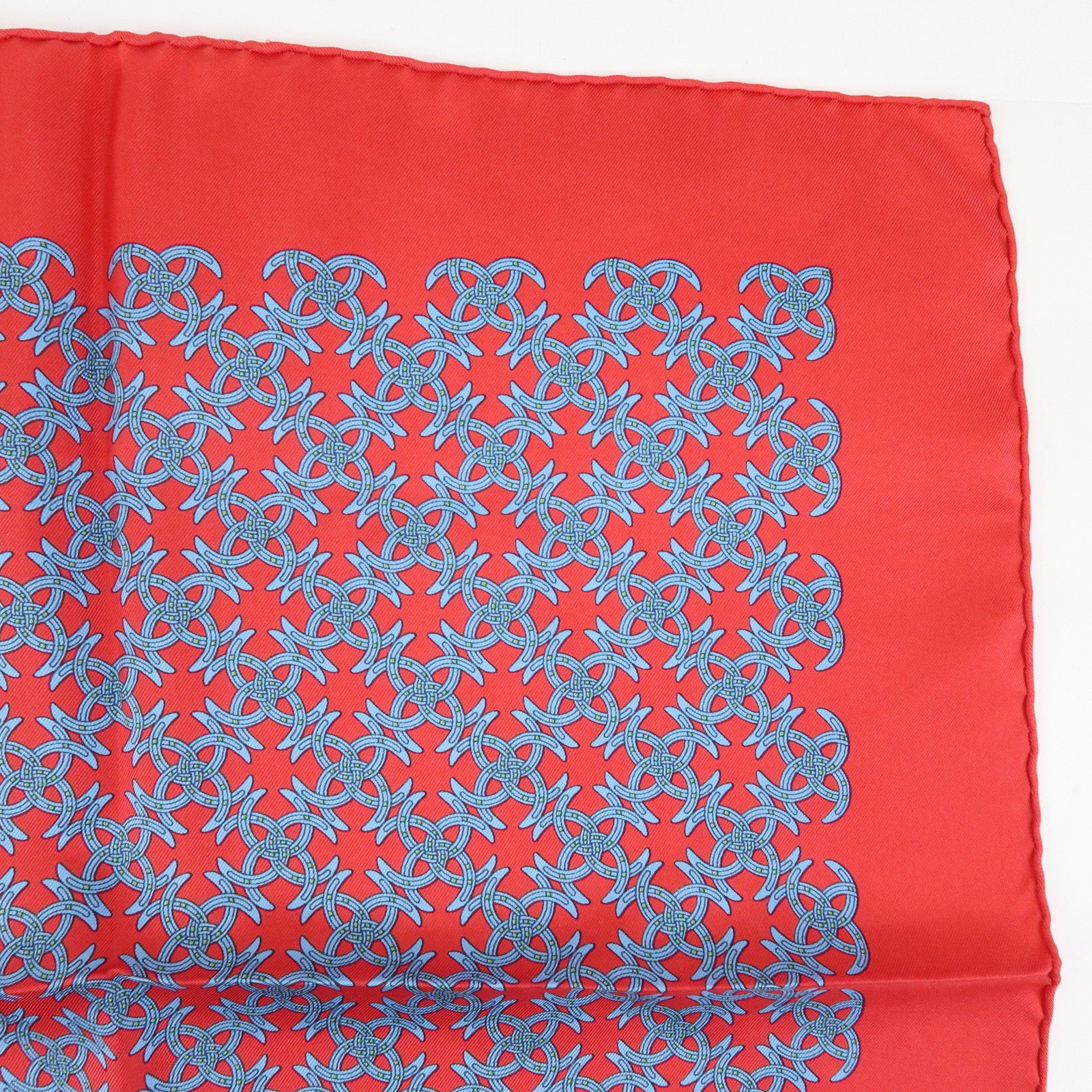 HERMES Carre 42/20 Set of 2 Silk 100% Scarf QUADRIGE Red Blue