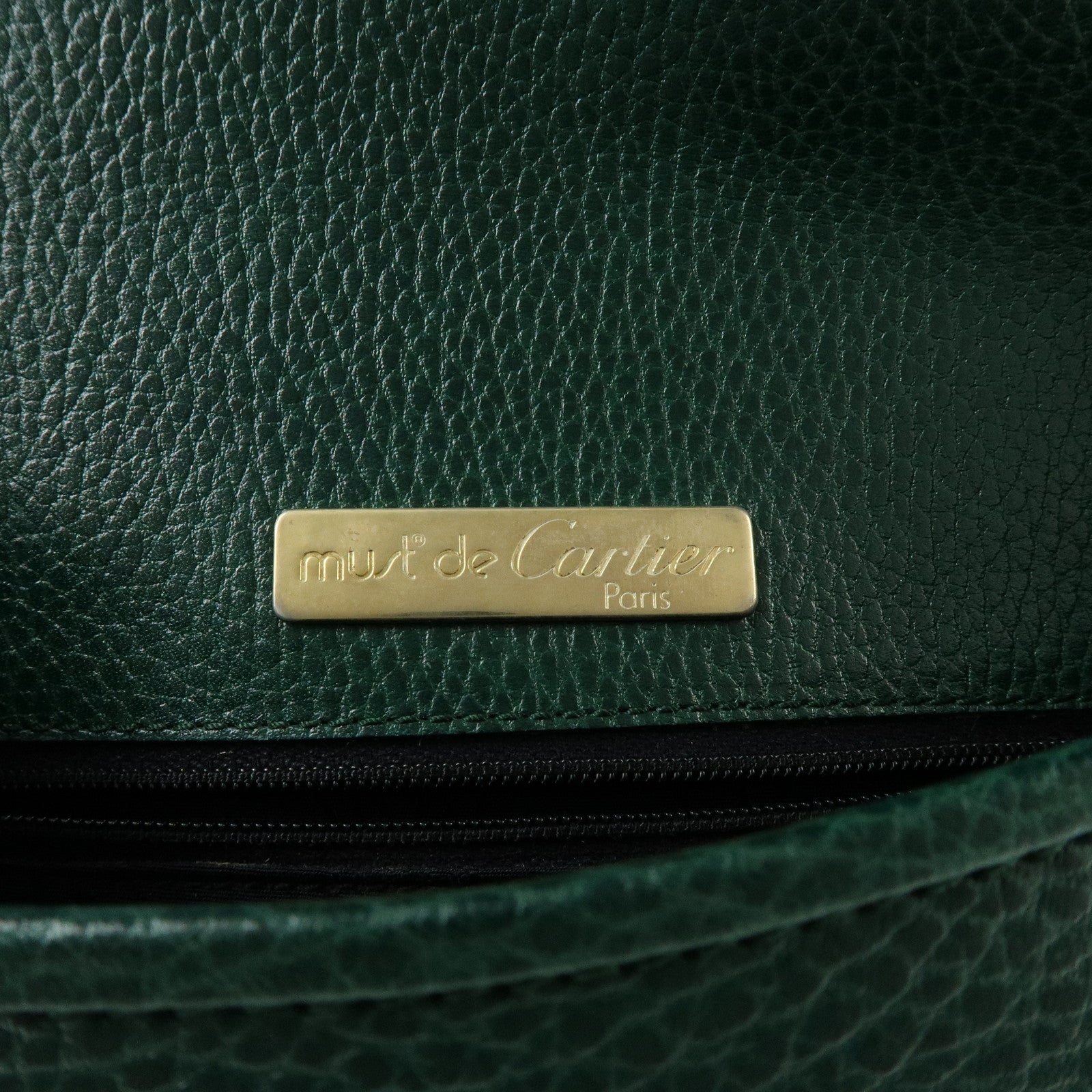Cartier Must de Cartier Leather Flap Shoulder Bag Green