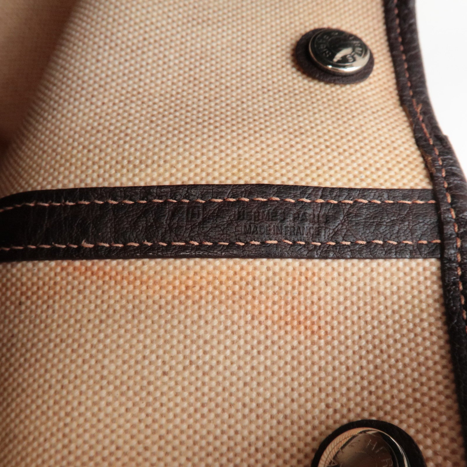 HERMES Toile Ash Garden Party PM □H Stamped Tote Bag Brown