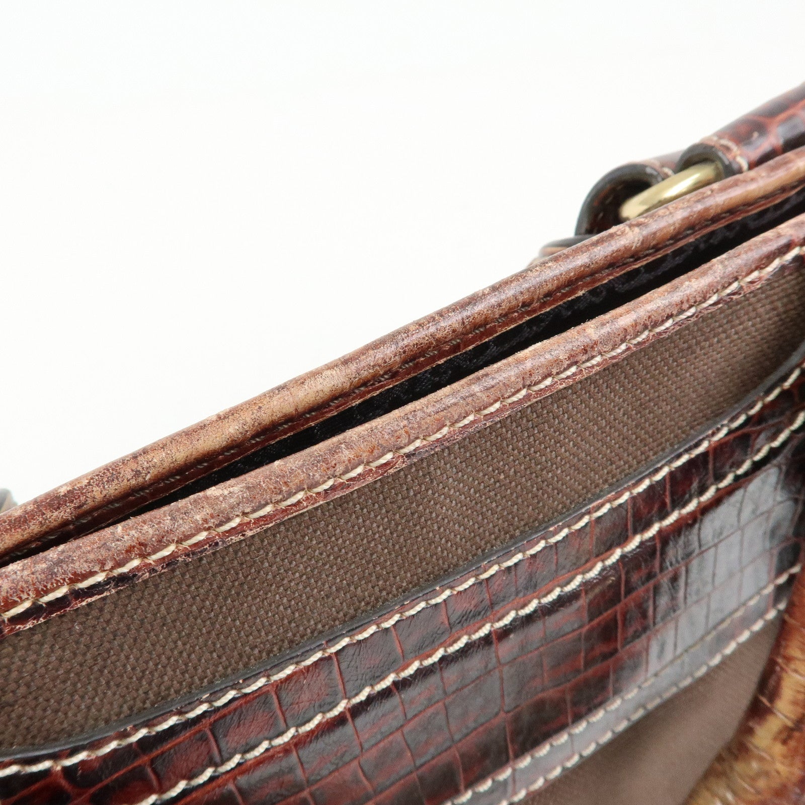 CELINE Macadam Boogie Bag Canvas Leather Hand Bag Brown