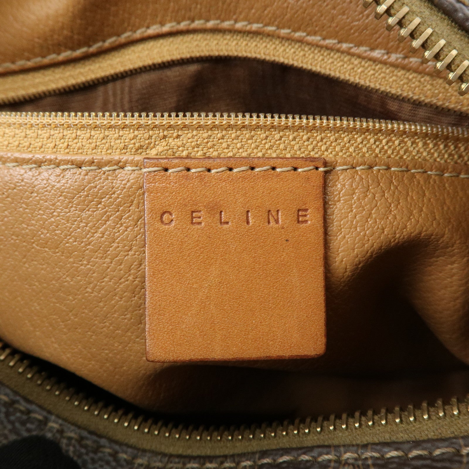 CELINE Macadam PVC Leather Hand Bag Brown