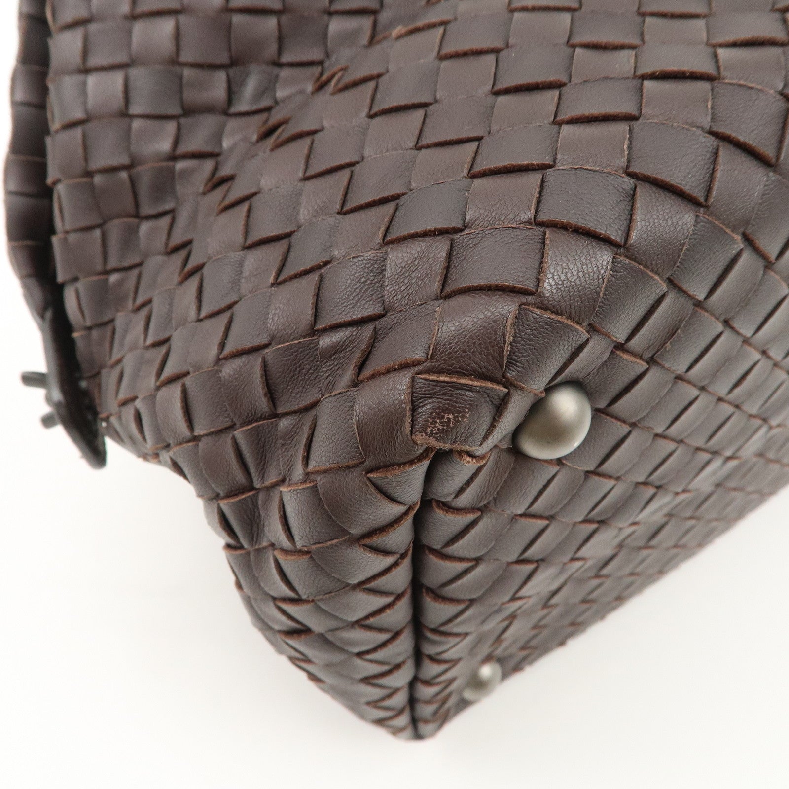 BOTTEGA VENETA Intrecciato Montaigne Leather Boston Bag Brown 173398 Used