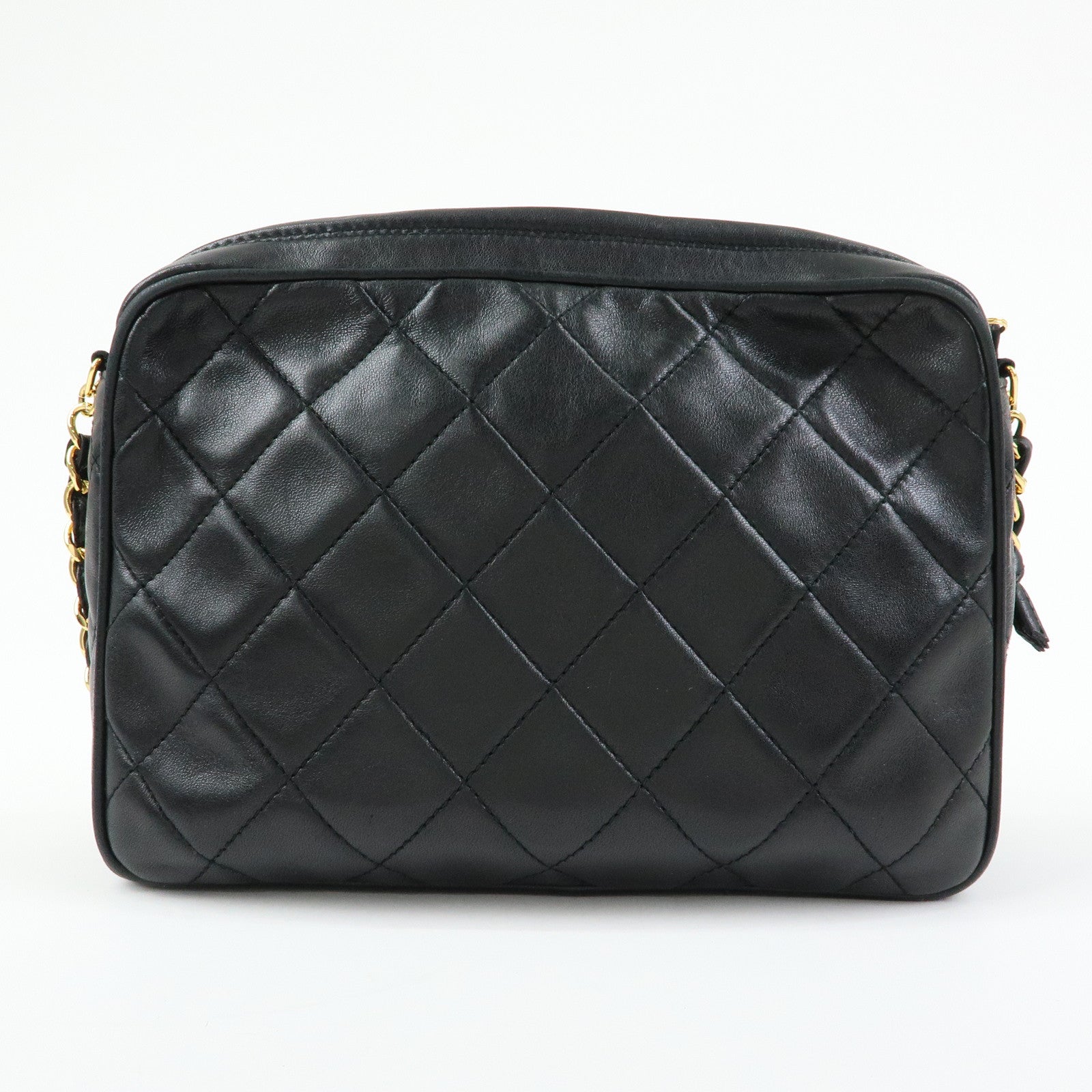 CHANEL Matelasse Lambskin Chain Shoulder Bag Crossbody Bag Black