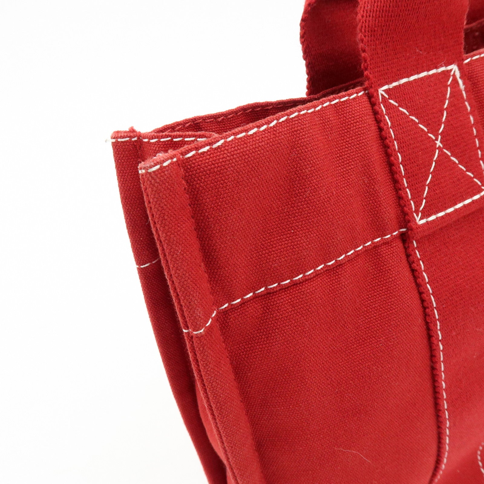 HERMES Deauville PM Canvas Hand Bag Tote Bag Red