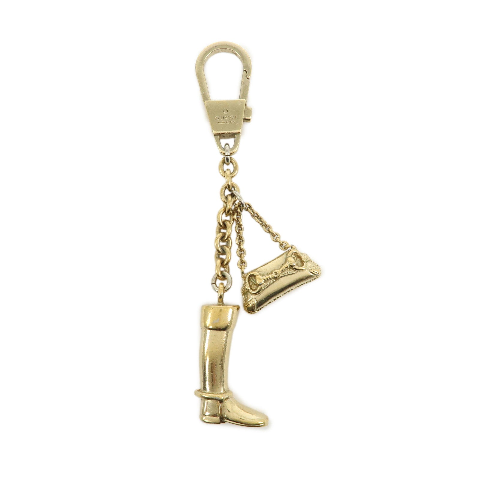 GUCCI Metal Bag Charm Key Charm Boot Bag Motif Gold