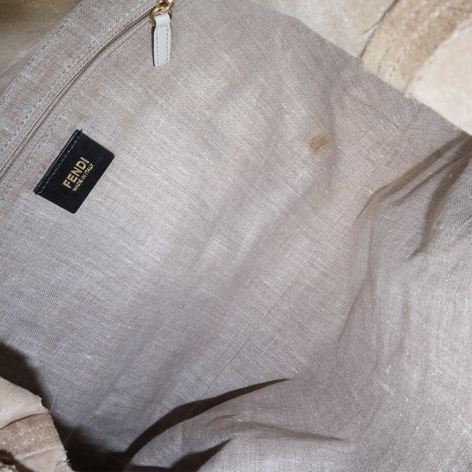 FENDI Logo Leather 2Way Bag Hand Bag Shoulder Bag Ivory 8BN238