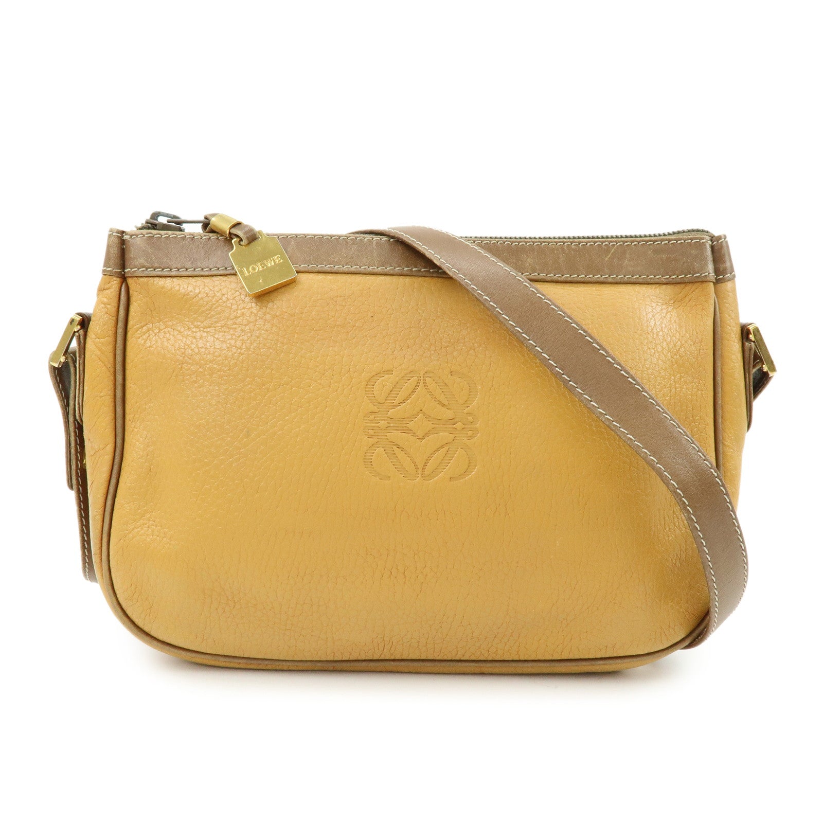 LOEWE Anagram Leather Shoulder Bag Crossbody Bag Brown
