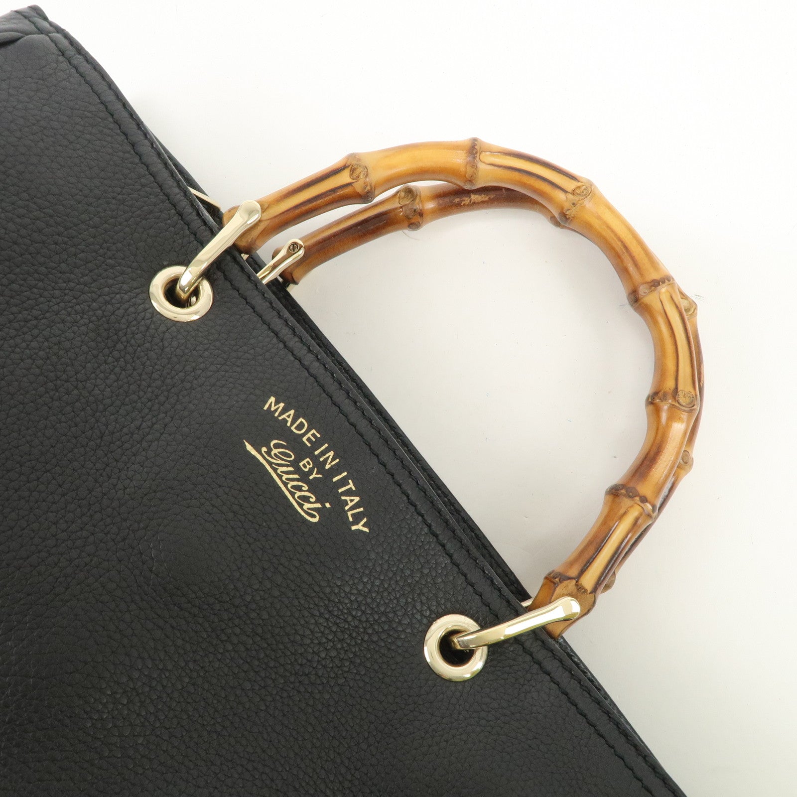 GUCCI Bamboo Shopper Medium 2Way Bag Shoulder Bag Black 323660