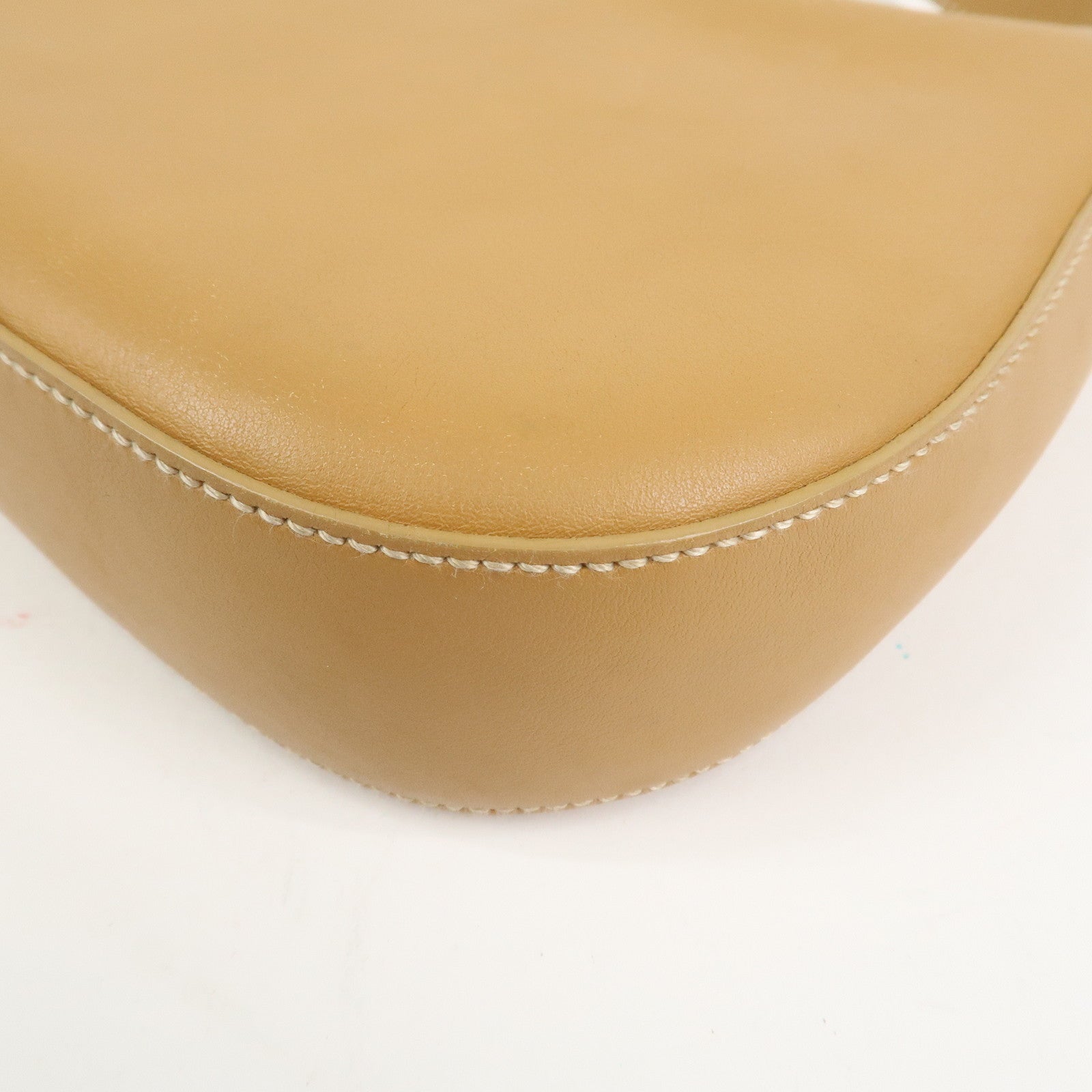 Ferragamo Gancini Leather Shoulder Bag Hand Bag Light Brown