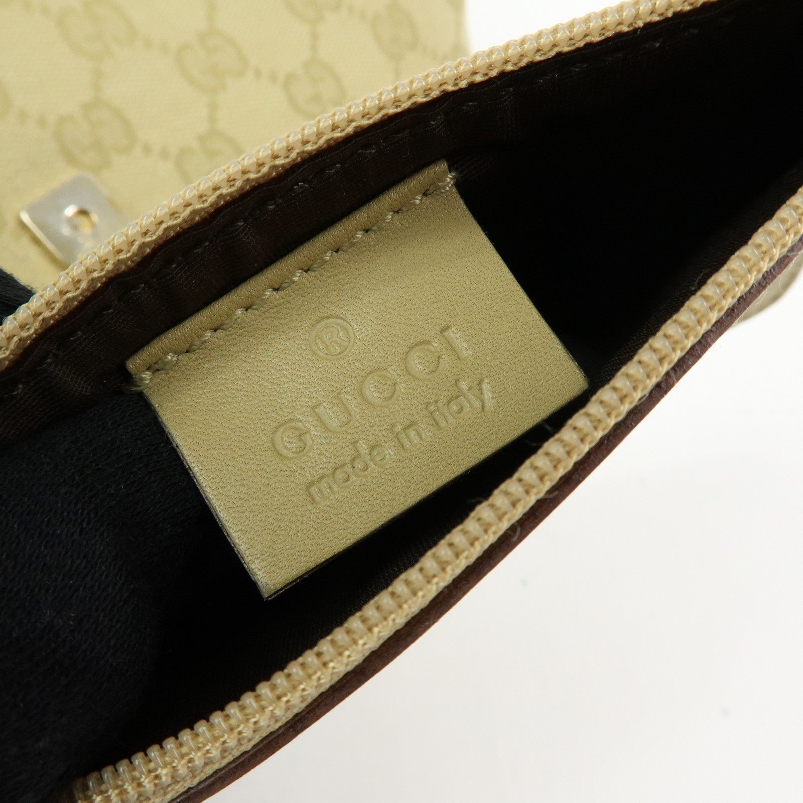 GUCCI GG Canvas Leather Shoulder Bag Hand Bag Beige 90646