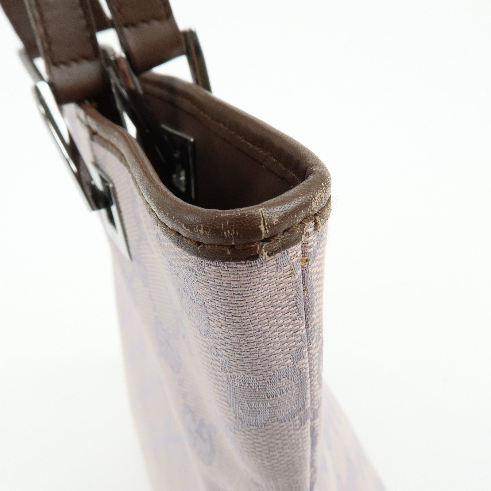 GUCCI GG Canvas Leather Tote Bag Hand Bag Purple 31244