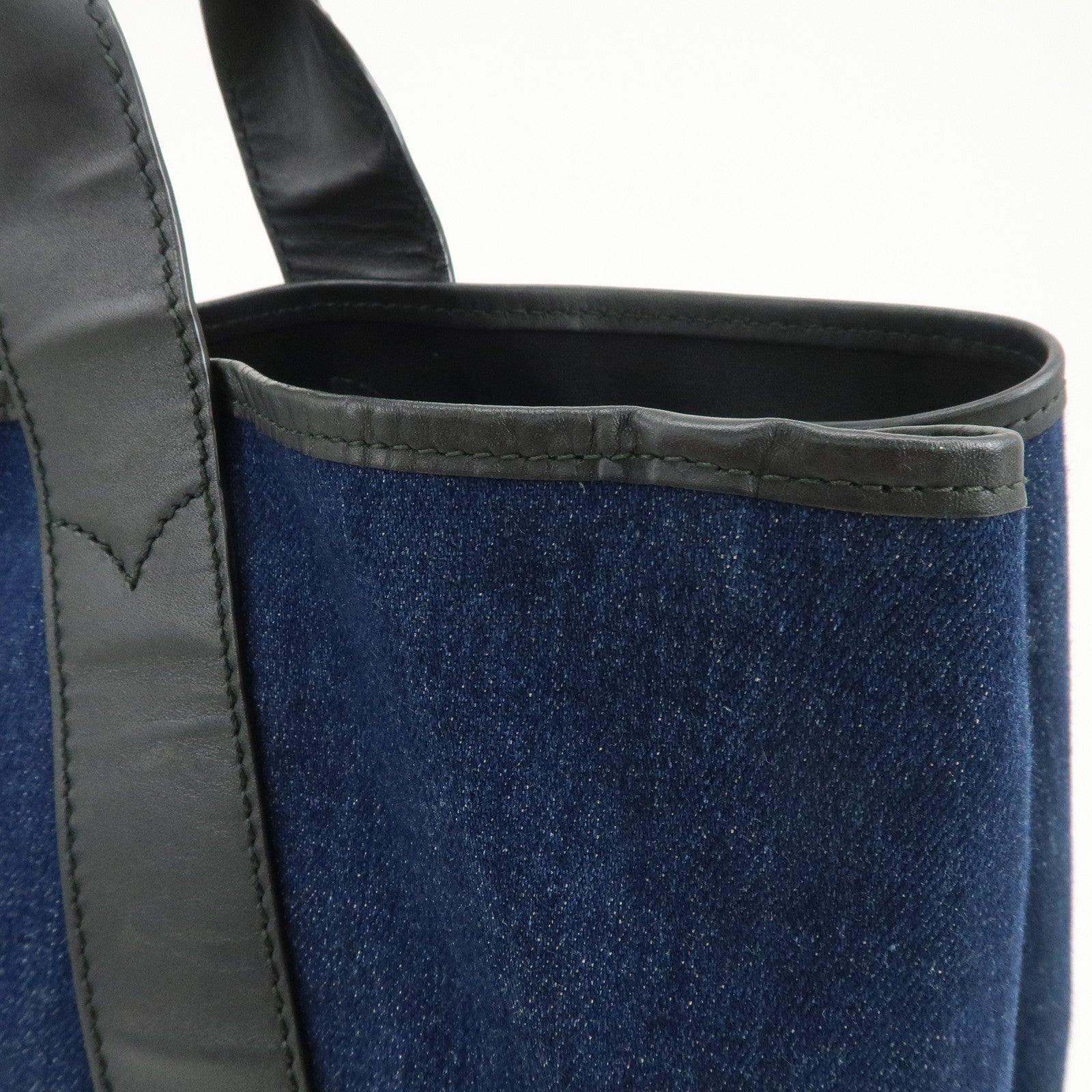 BALENCIAGA Denim Leather Navy Cabas M Tote Bag Hand Bag 339936