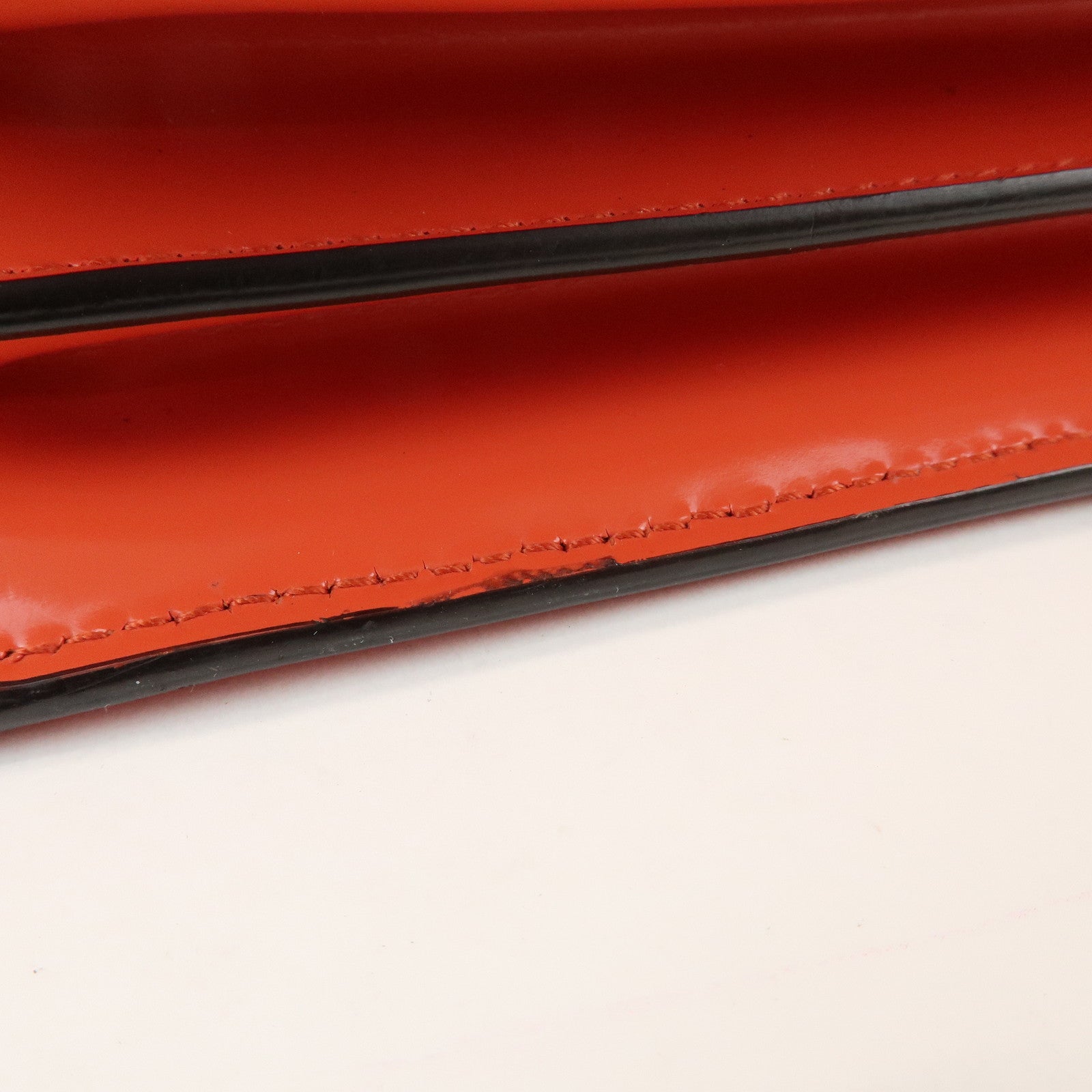 GUCCI Interlocking G Patent Leather Chain ShoulderBag Orange 387609