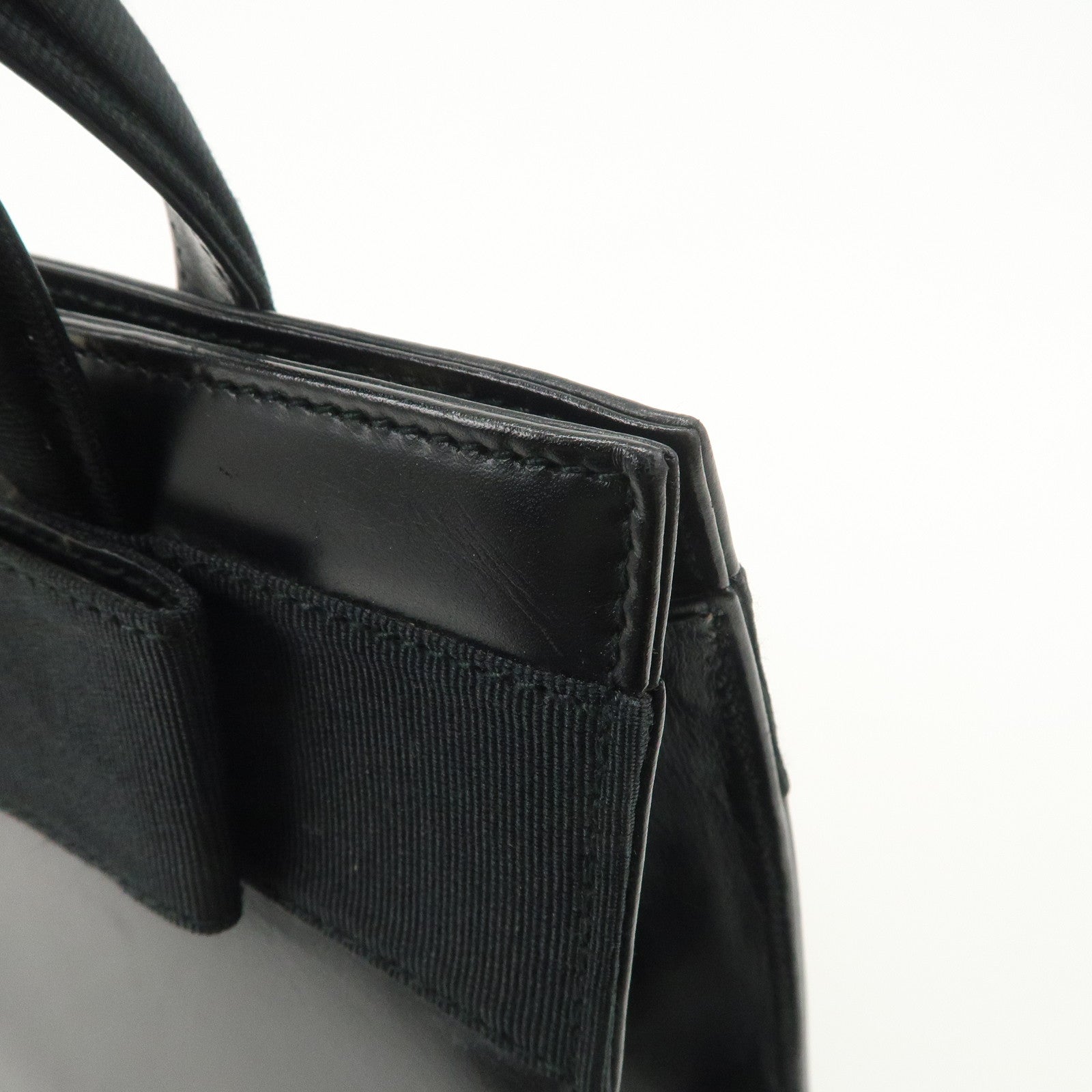 Ferragamo Gancini Leather 2Way Bag Hand Bag Shoulder Bag Black