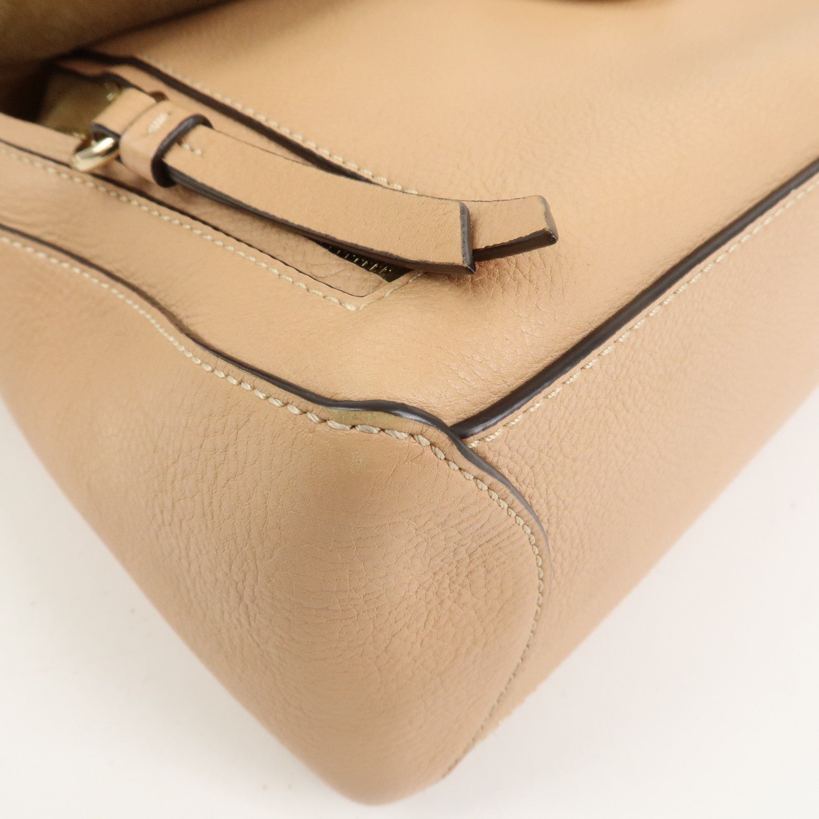 Chloe FAYE Leather Suede Hand Bag Pink Beige Gold