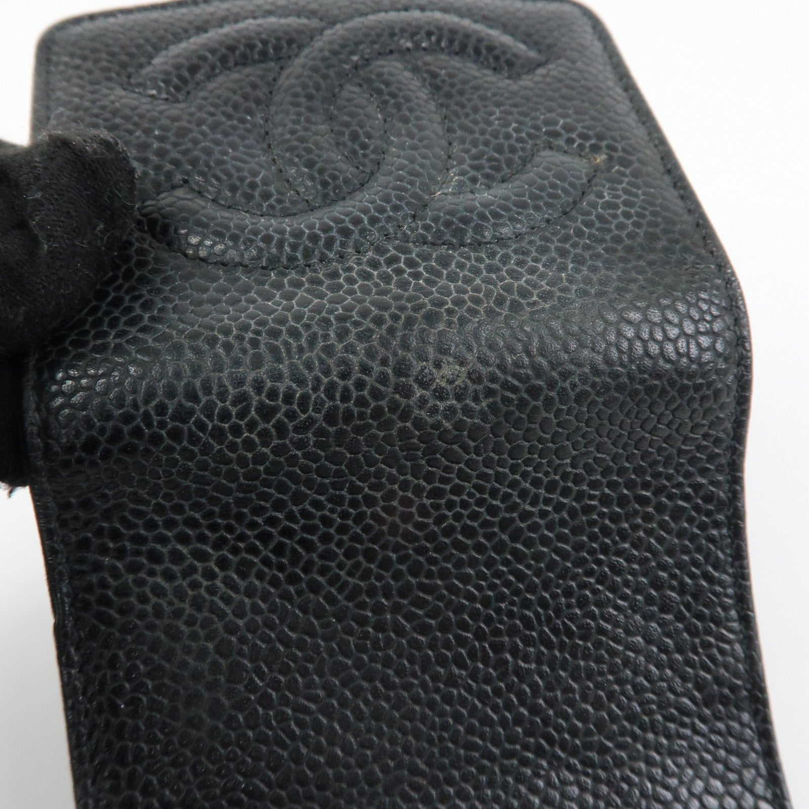 CHANEL COCO Mark Caviarskin Glasses Case Black