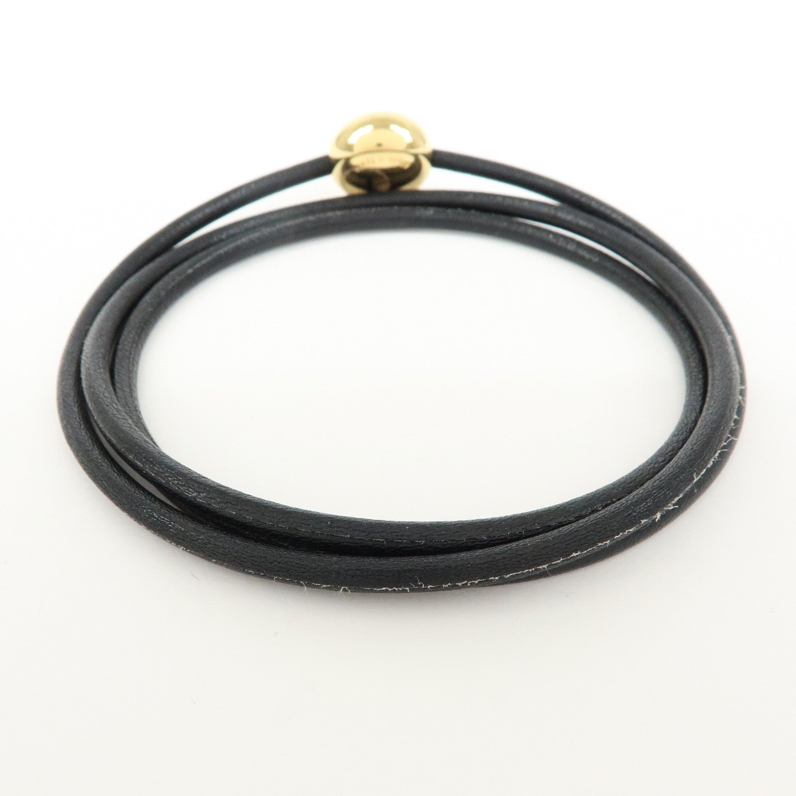 LOEWE Anagram Leather Pebble Bracelet Black