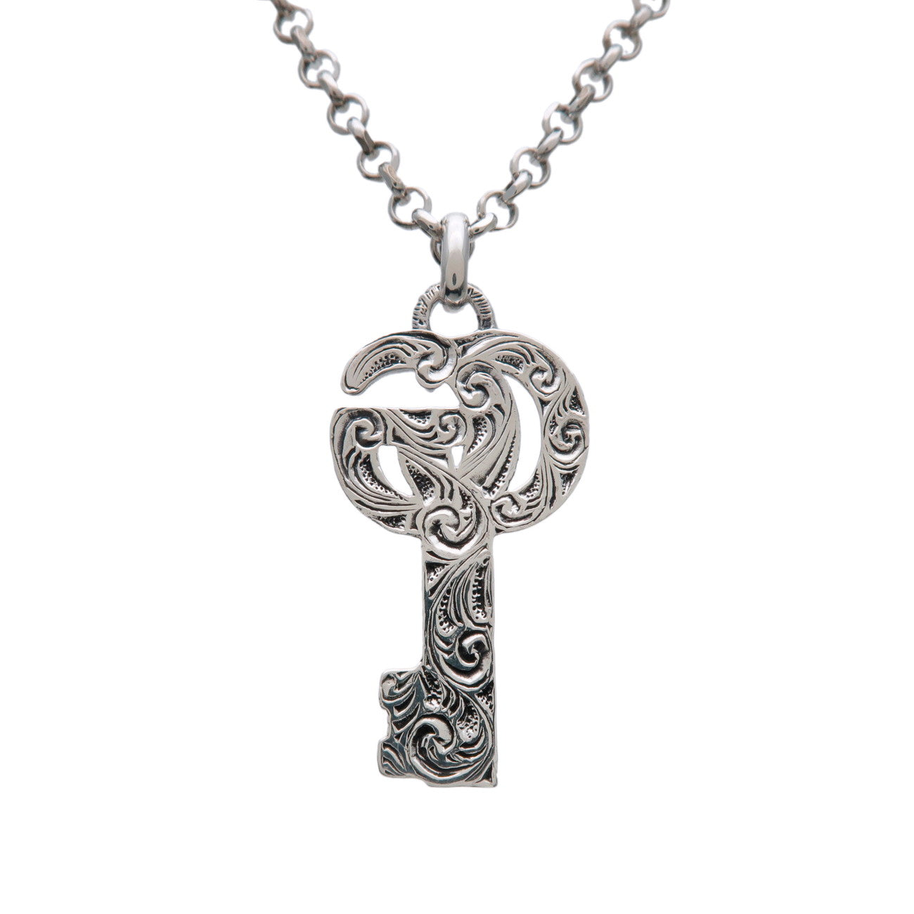 GUCCI Double G Arabesque Key Necklace SV925 Silver