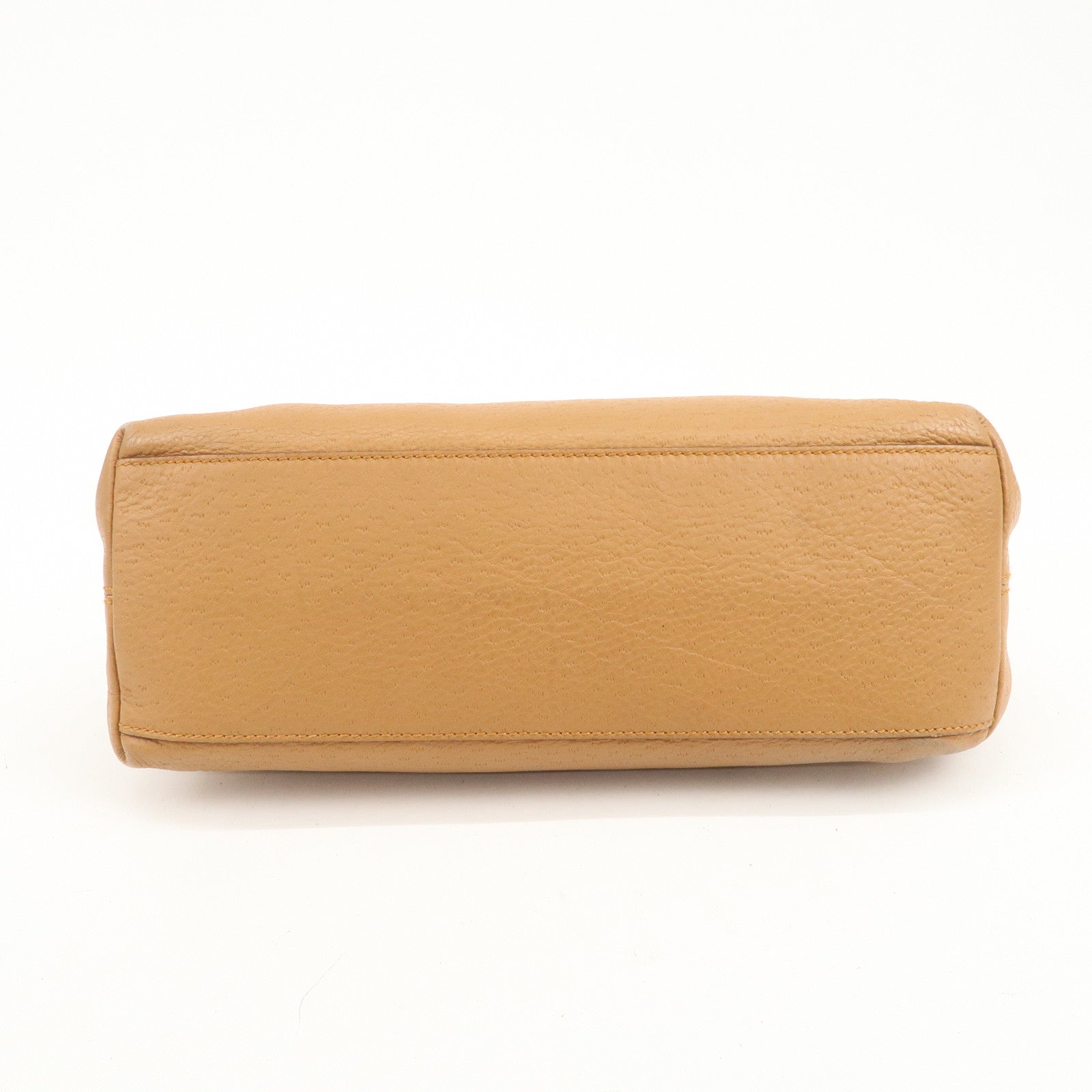 Ferragamo Gancini Leather Shoulder Bag Hand Bag Brown Gold