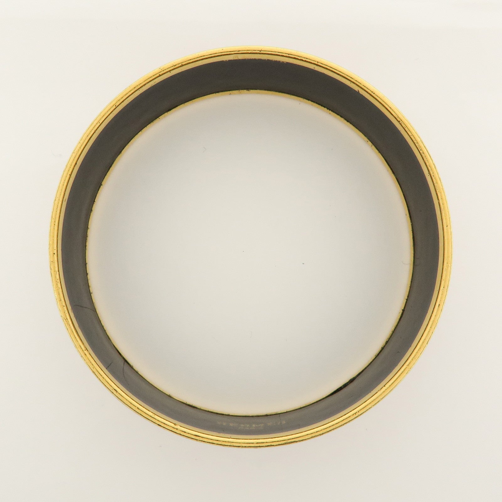 HERMES Email GM Gold Plated Bangle Bracelet Pink Gold
