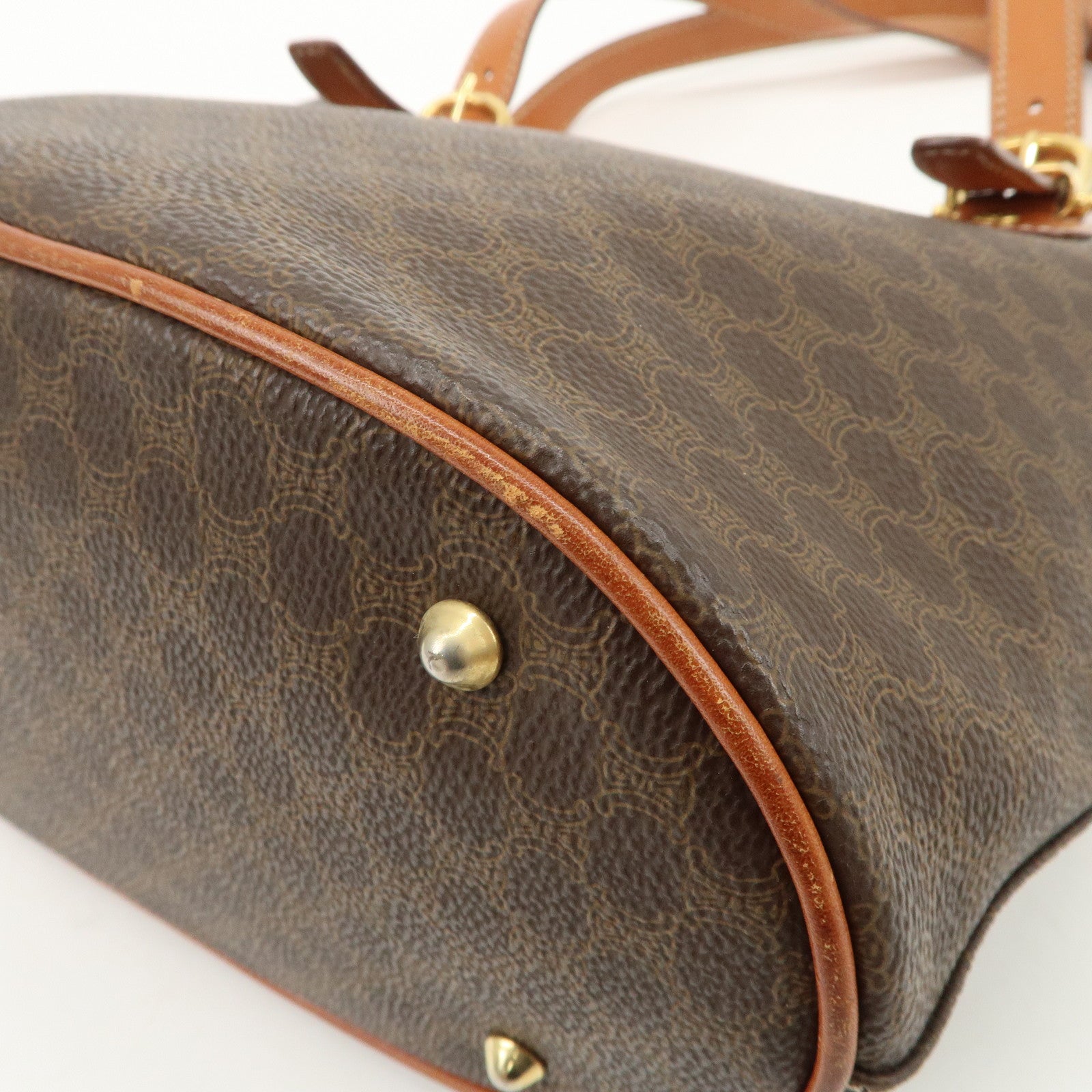 CELINE Macadam PVC Leather Tote Bag Shoulder Bag Brown