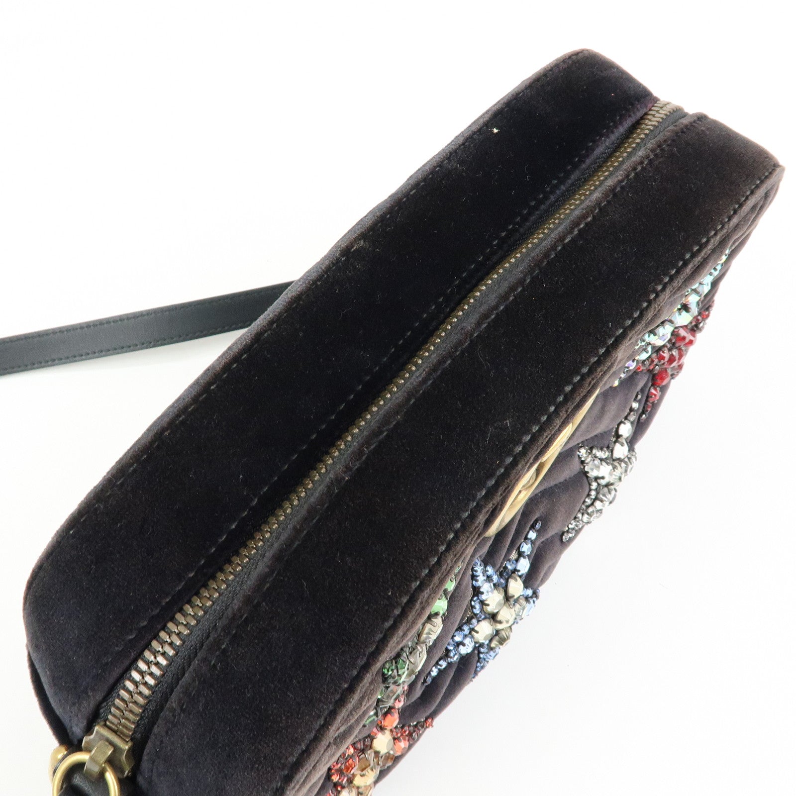 GUCCI GG Marmont Velvet Leather StarMotif Bijou Shoulder Bag 447632