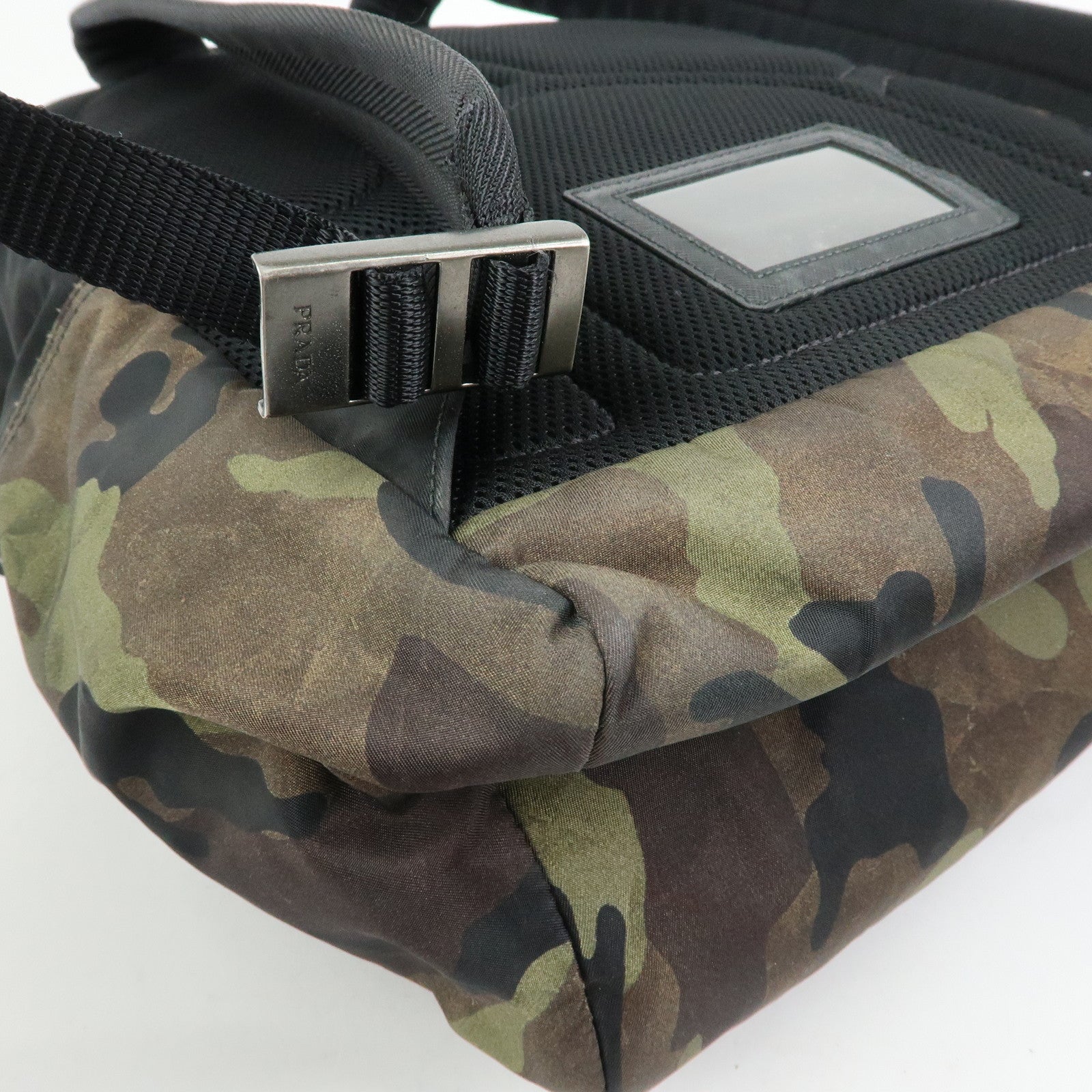 PRADA Triangle Logo Nylon Leather Backpack Camouflage VZ0066