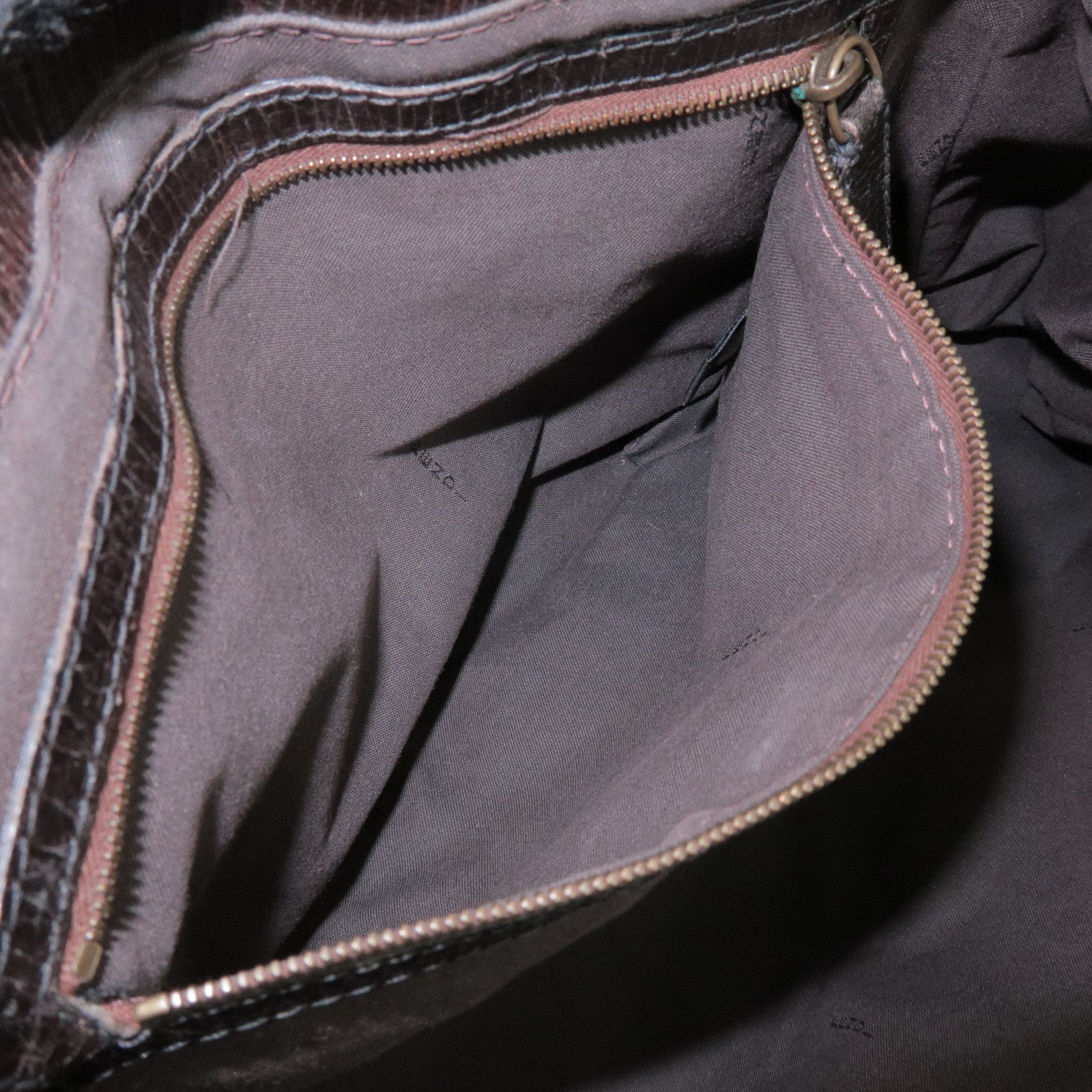 FENDI Etnico Leather Tote Bag Hand Bag Dark Brown 8BN162